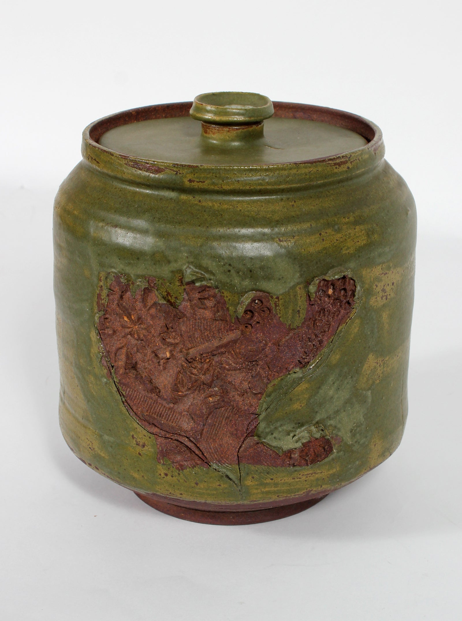 Green & Brown Ceramic Container<br><br>#47104