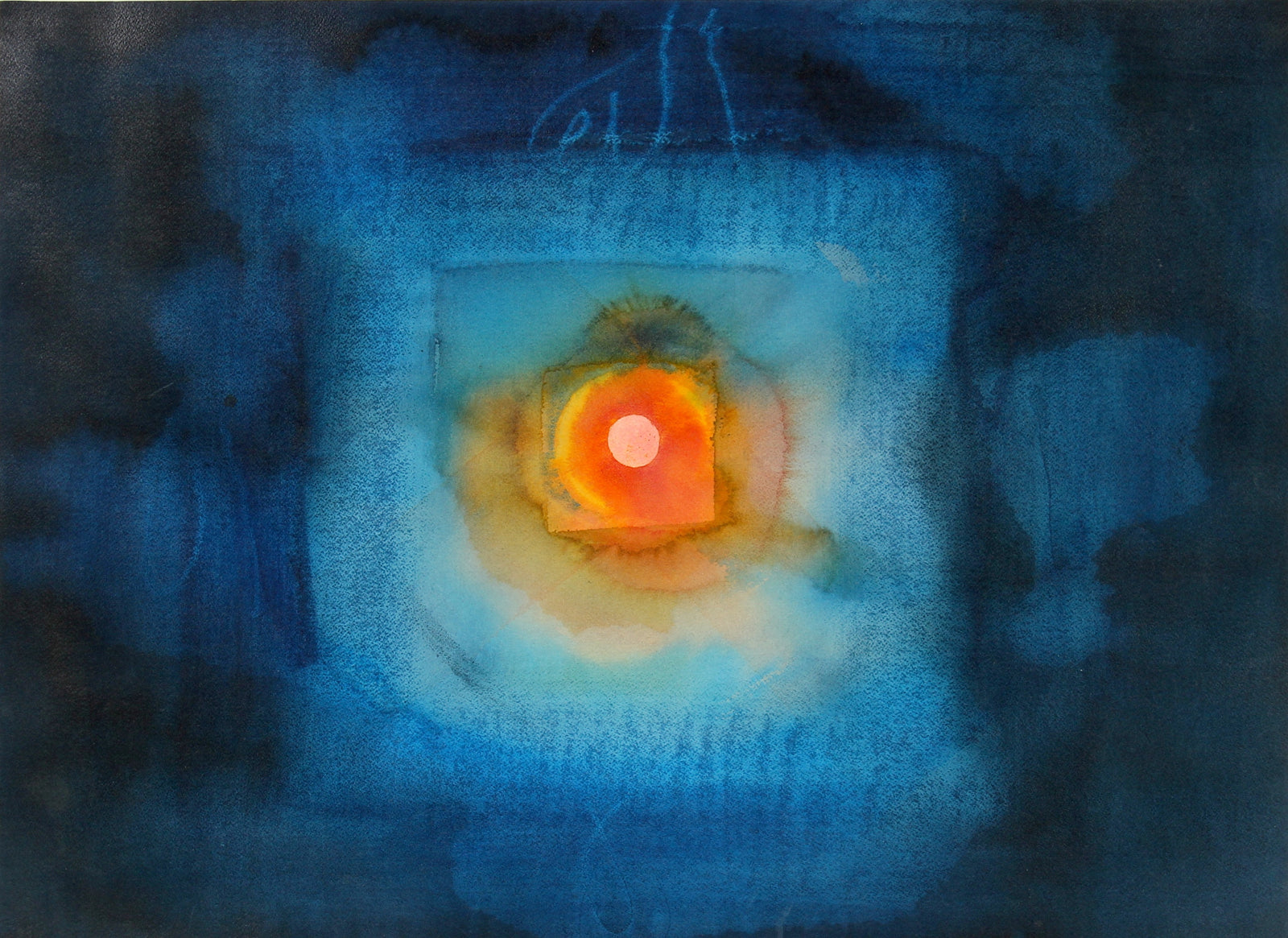 Abstracted Moon & Sky<br>Late 20th Century Watercolor<br><br>#47216