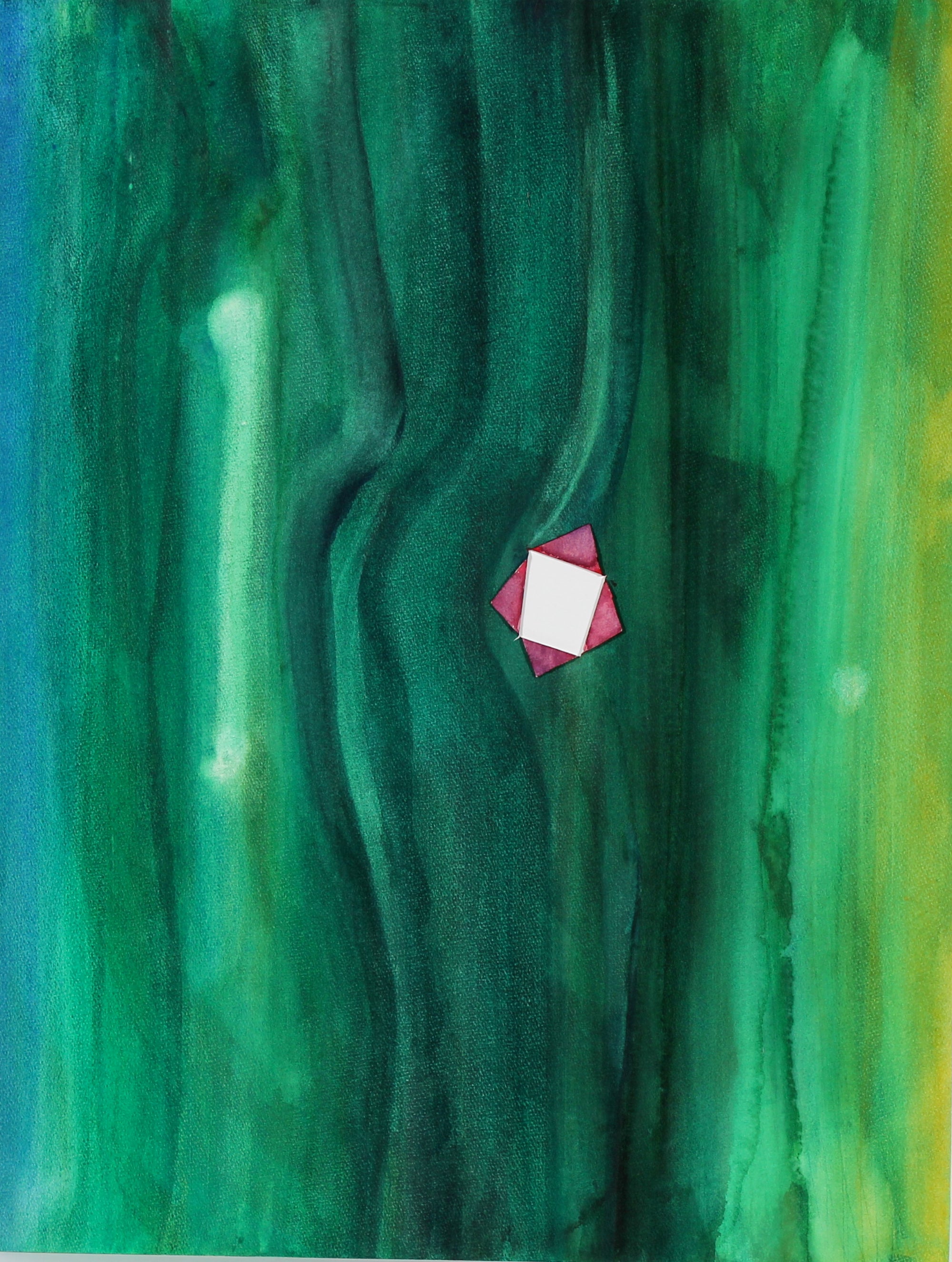 Pink on Green <br>Late 20th Century Watercolor <br><br>#47239