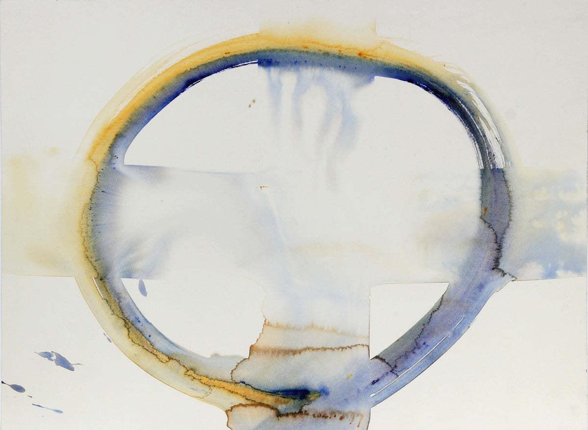 Circle and Cross Abstract <br>Late 20th Century Watercolor <br><br>#47257