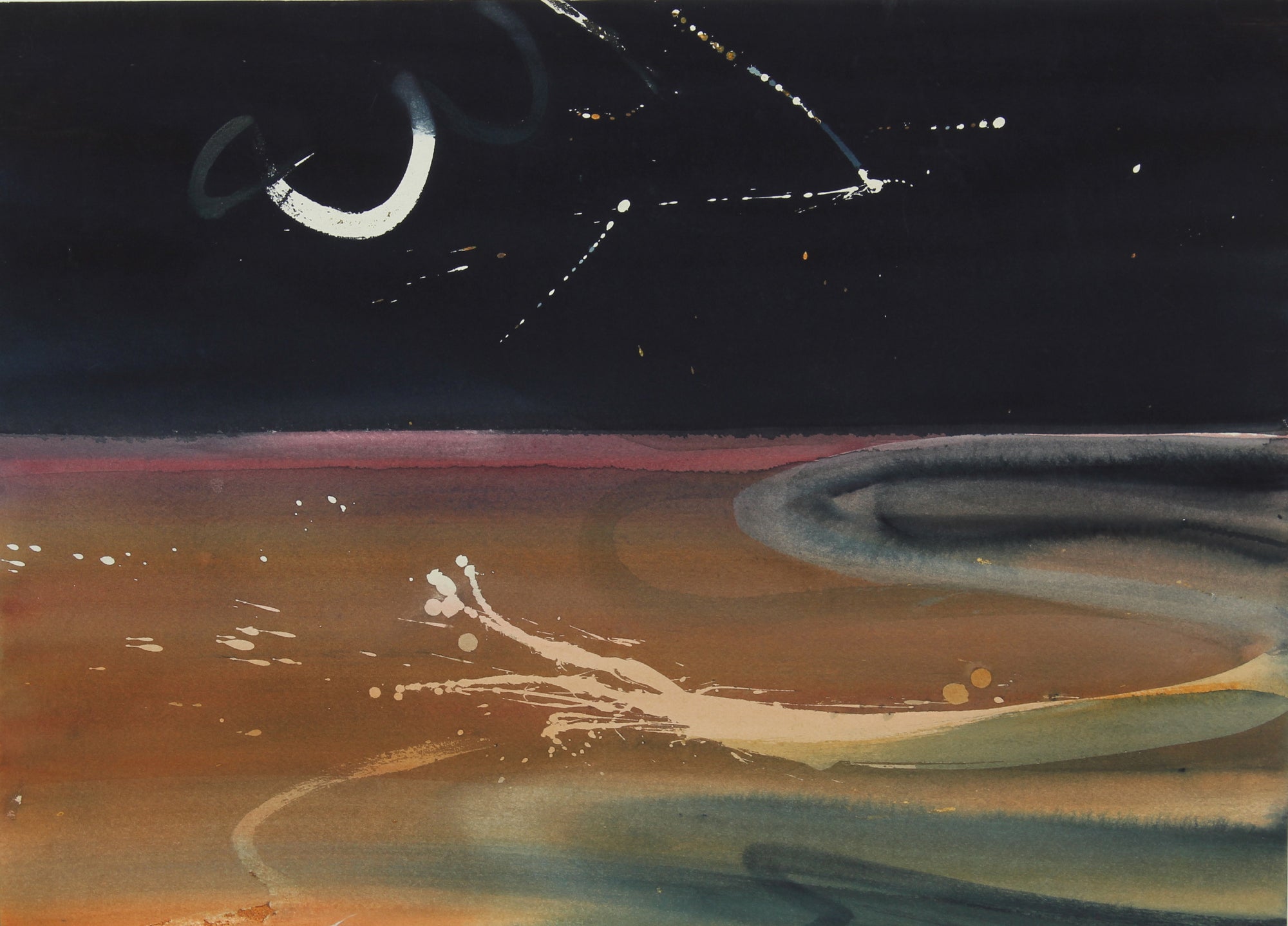 Abstracted Night Sky <br>Late 20th Century Watercolor <br><br>#47267