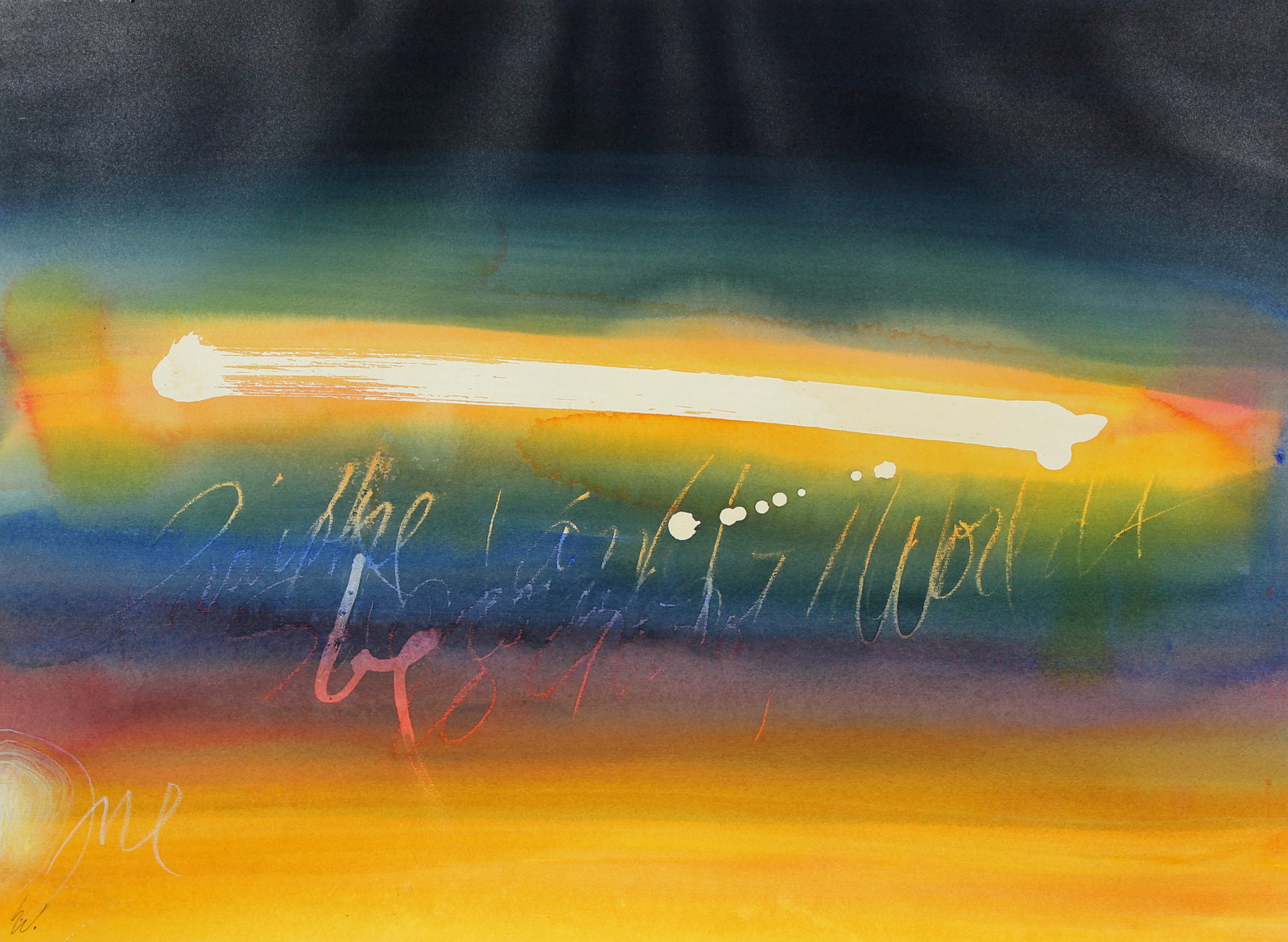 Colorful Abstracted Text <br>Late 20th Century Watercolor <br><br>#47288