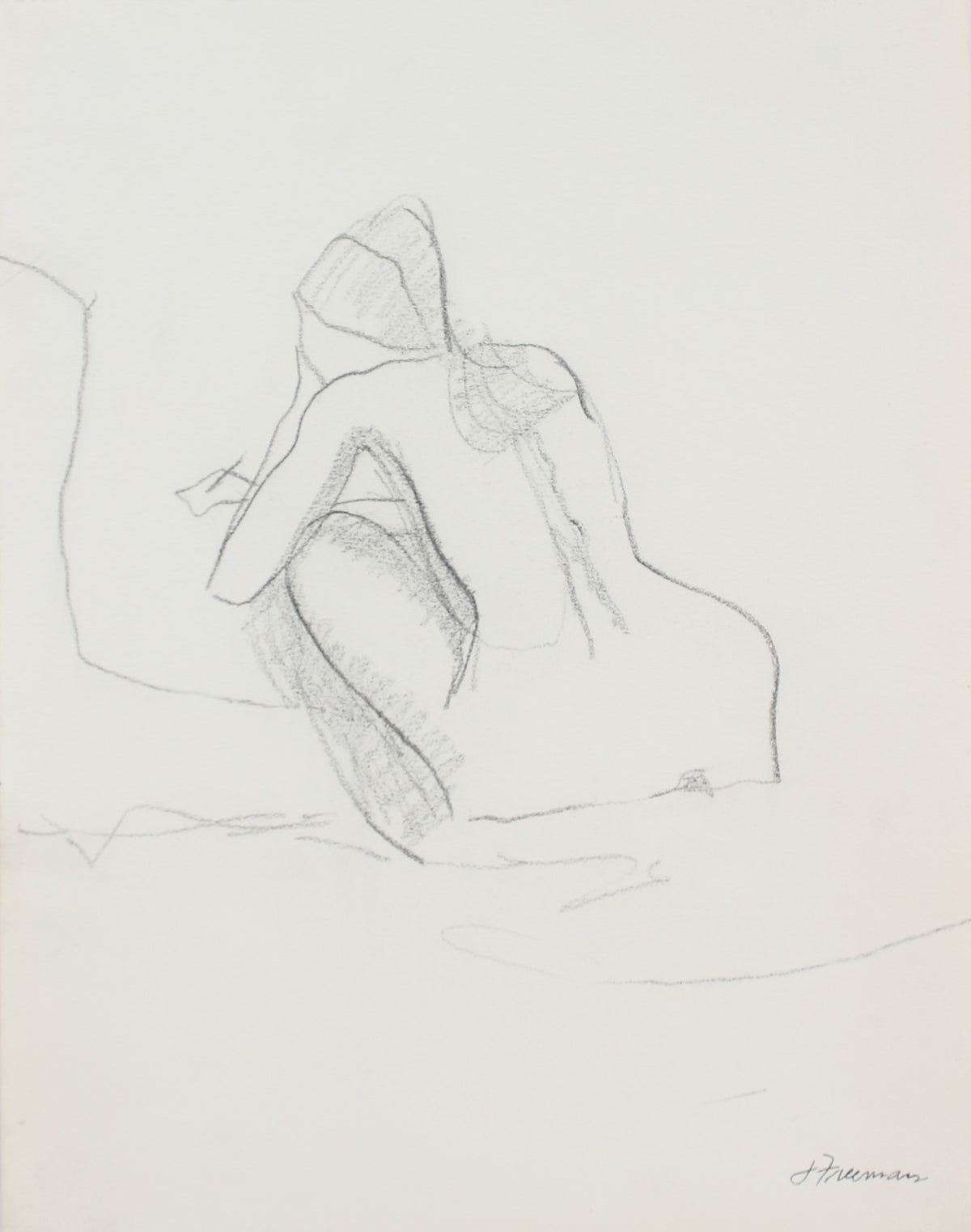 Kneeling Female Nude &lt;br&gt;20th Century Graphite &lt;br&gt;&lt;br&gt;#A4824