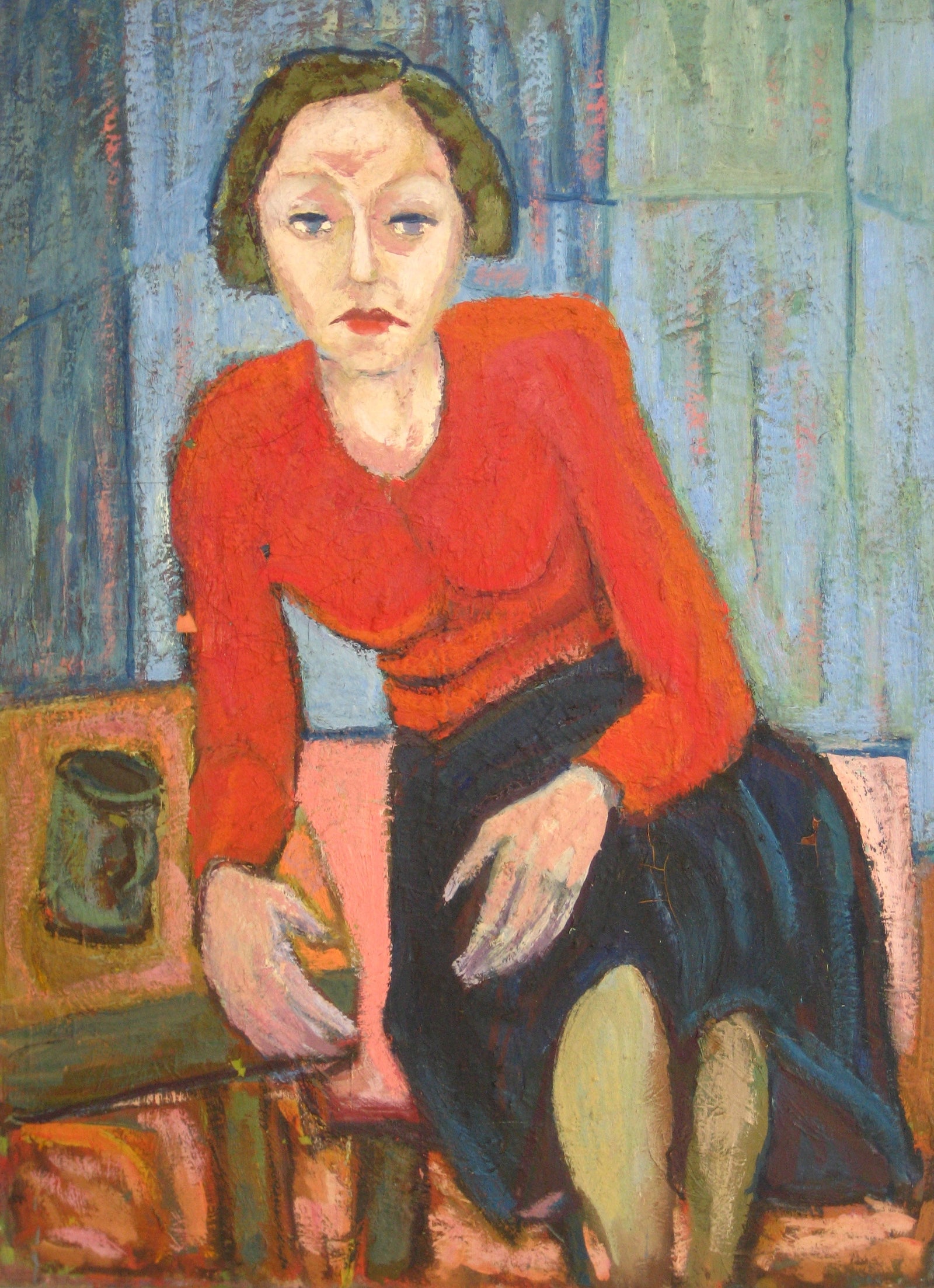 <i>Helen Fox - Who's Afraid of Virginia Woolf</i><br>1950s Oil<br><br>#4852