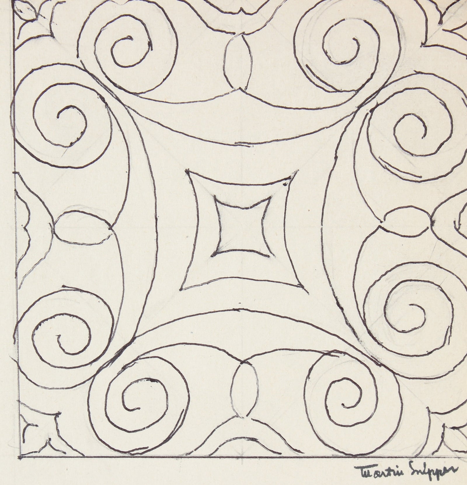 Petit Geometric Diamond Abstract <br>Mid Century Ink <br><br>#48644