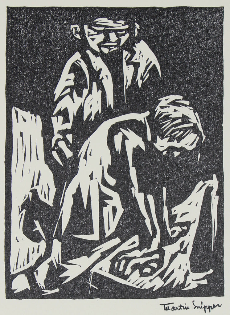 Felice , Mid Century Linoleum Block Print , #B4218