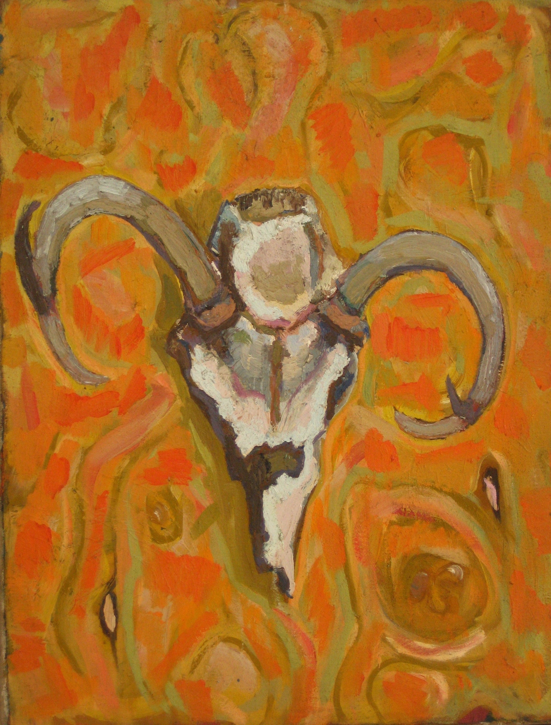 Abstract Expressionist Skull<br>Mid Century Oil<br><br>#4909