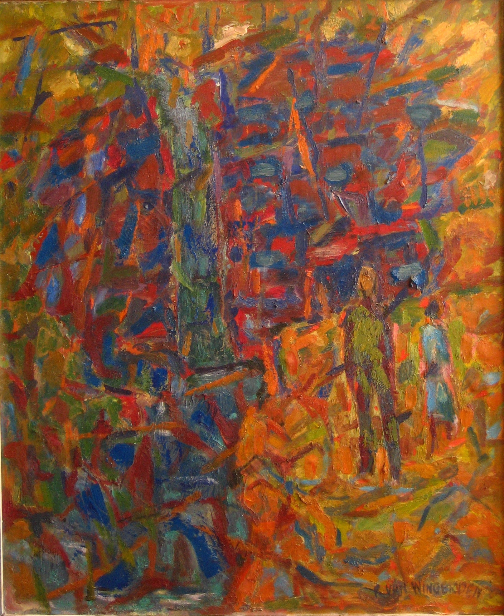 Abstract Expressionist Oil<br>1940-60s Painting<br><br>#4913