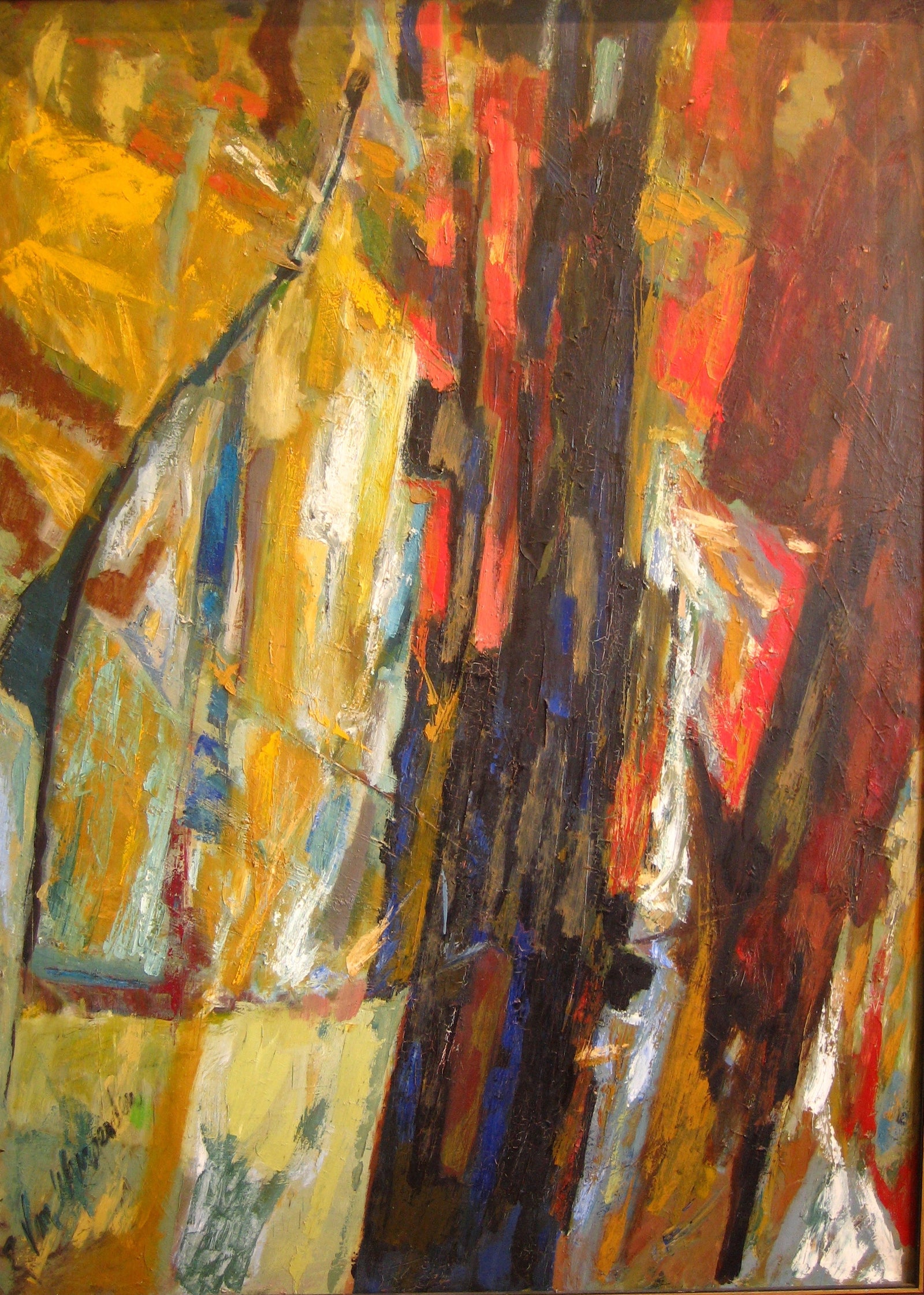 Abstract Expressionist Oil<br>1940-60s Painting<br><br>#4918