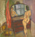 Nude in the Mirror<br>1940-50s Oil<br><br>#4924
