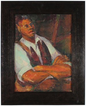 Expressive Male Portrait<br>1940s Oil<br><br>#49501
