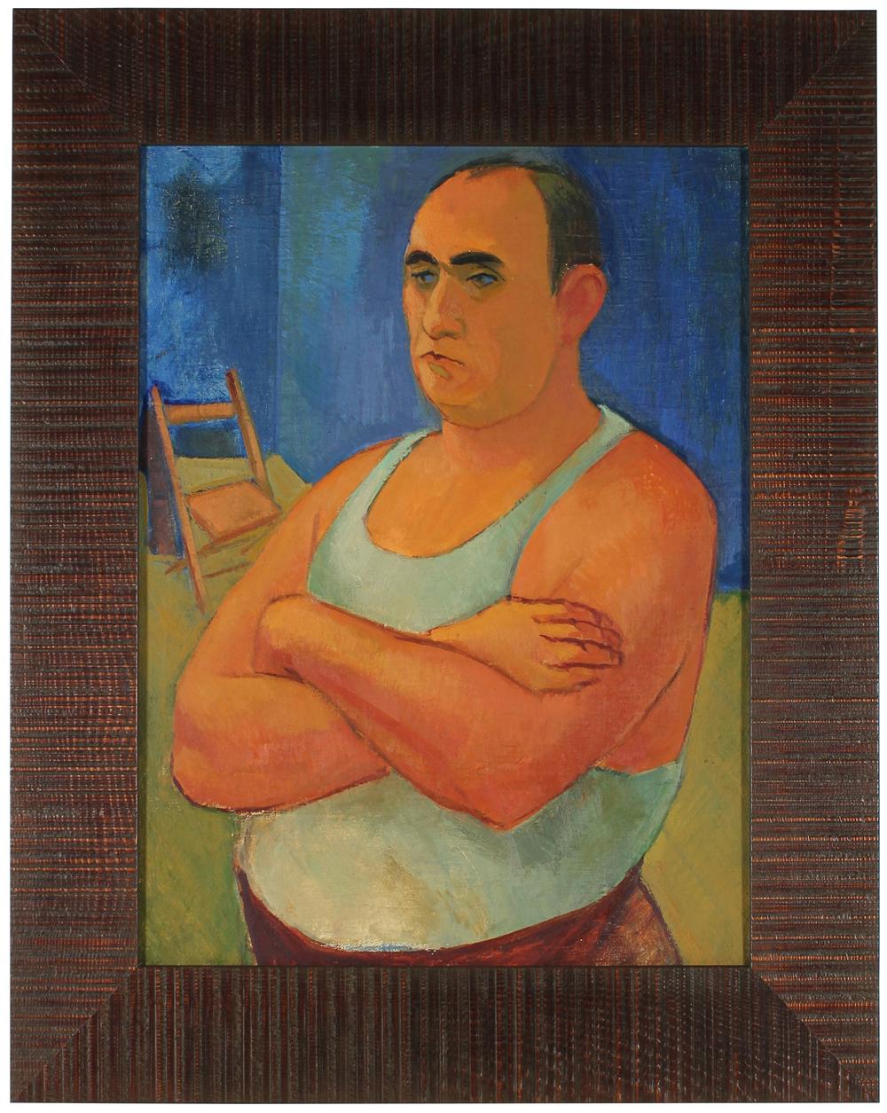 Modernist Portrait of a Man &lt;br&gt;Early 1940s Oil &lt;br&gt;&lt;br&gt;#49507