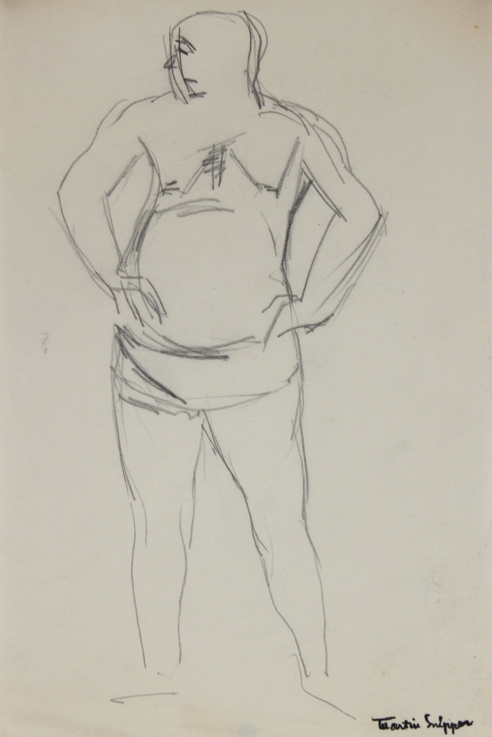 Figurative Sketch <br>Mid Century Graphite <br><br>#49785
