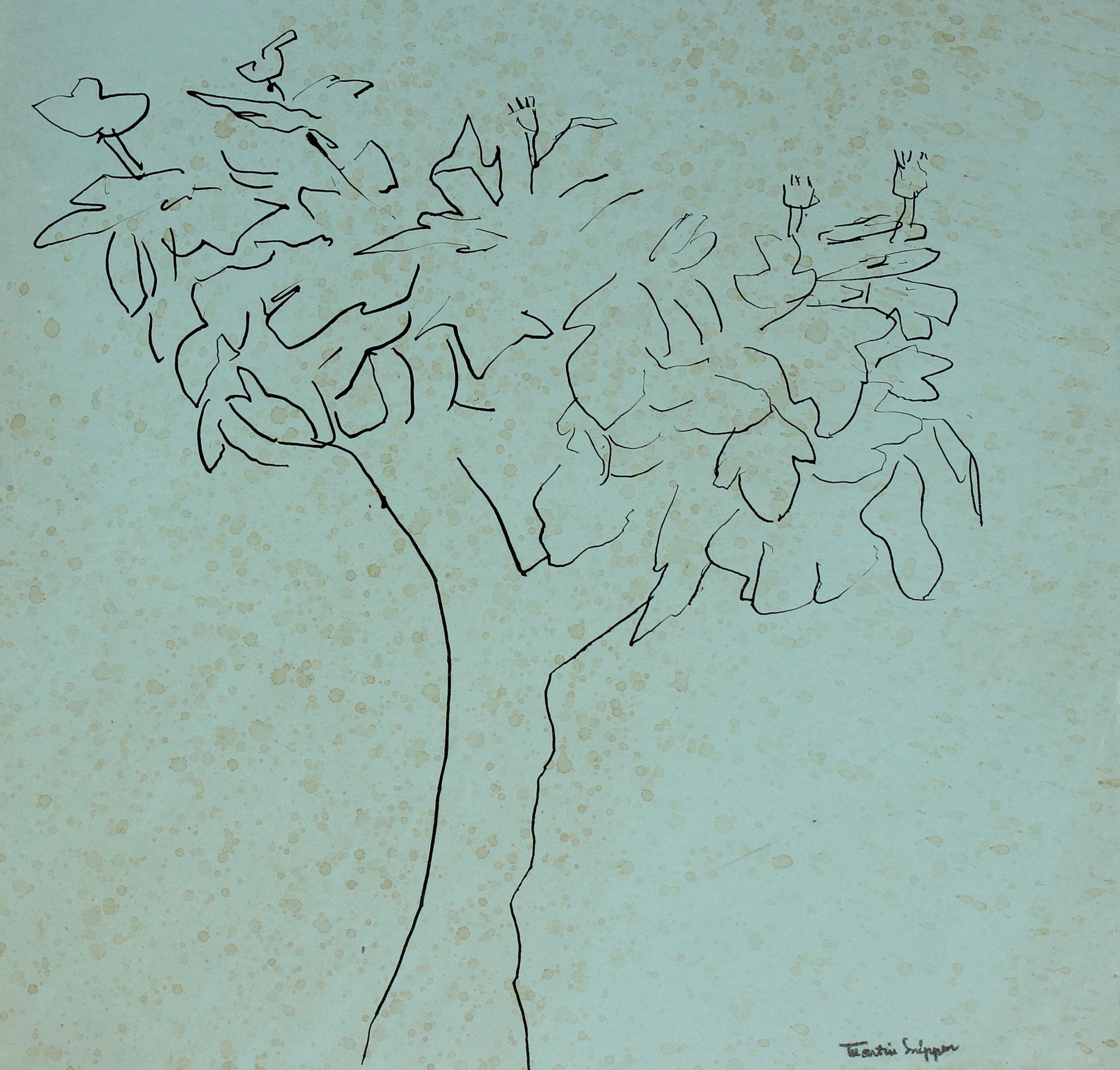 Solitary Tree <br>Mid 20th Century Ink <br><br>#49794