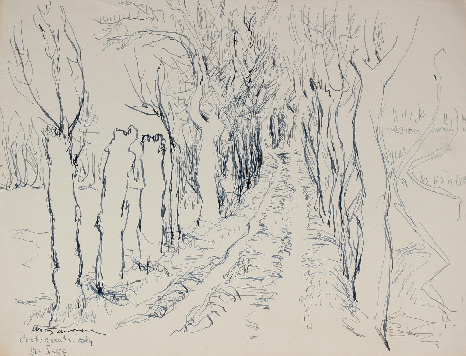 Quaint Road in Italy <br>1954 Ink <br><br>#49811