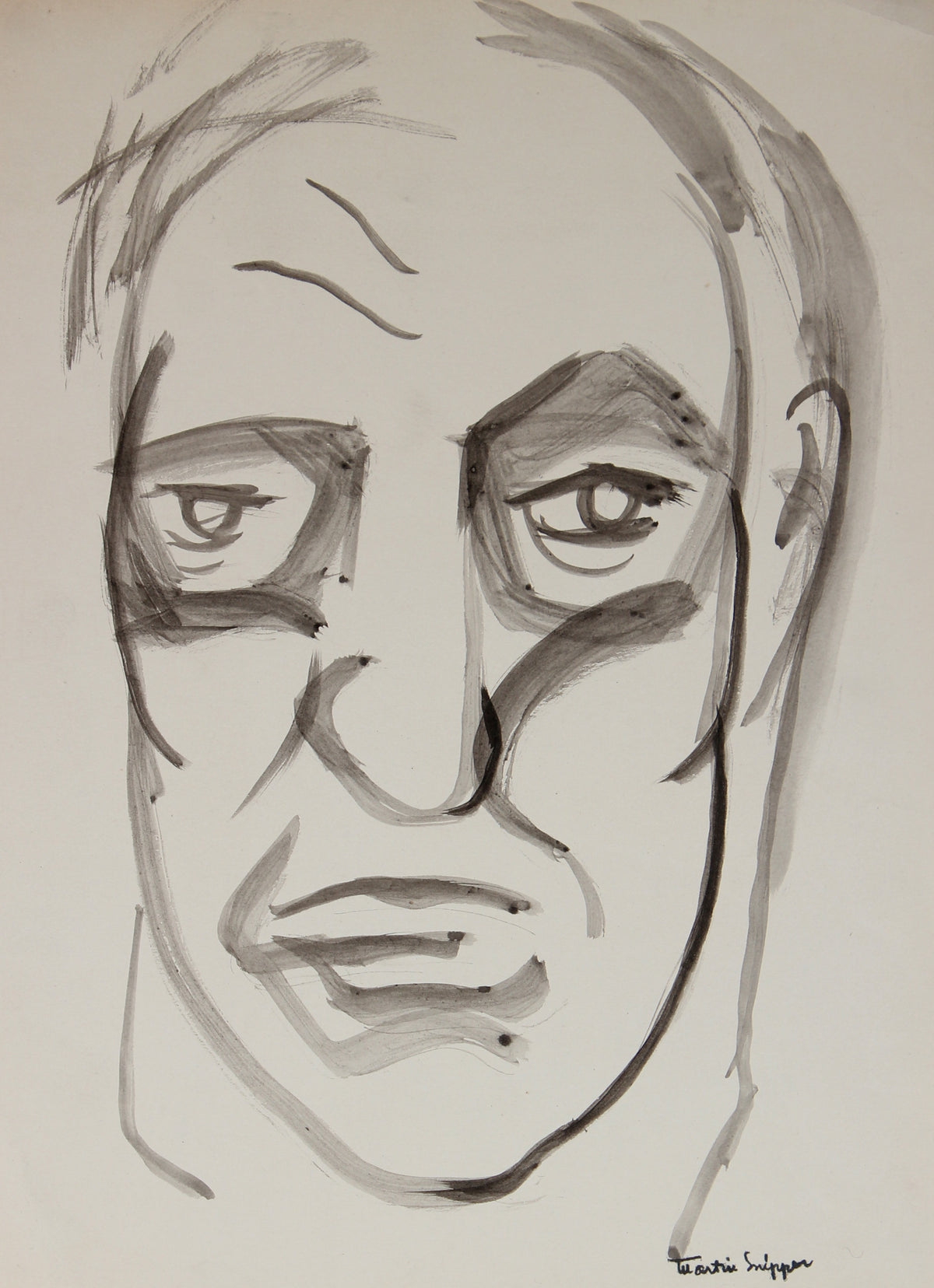 Intimate Male Portrait Study&lt;br&gt;Mid Century Ink&lt;br&gt;&lt;br&gt;#49819