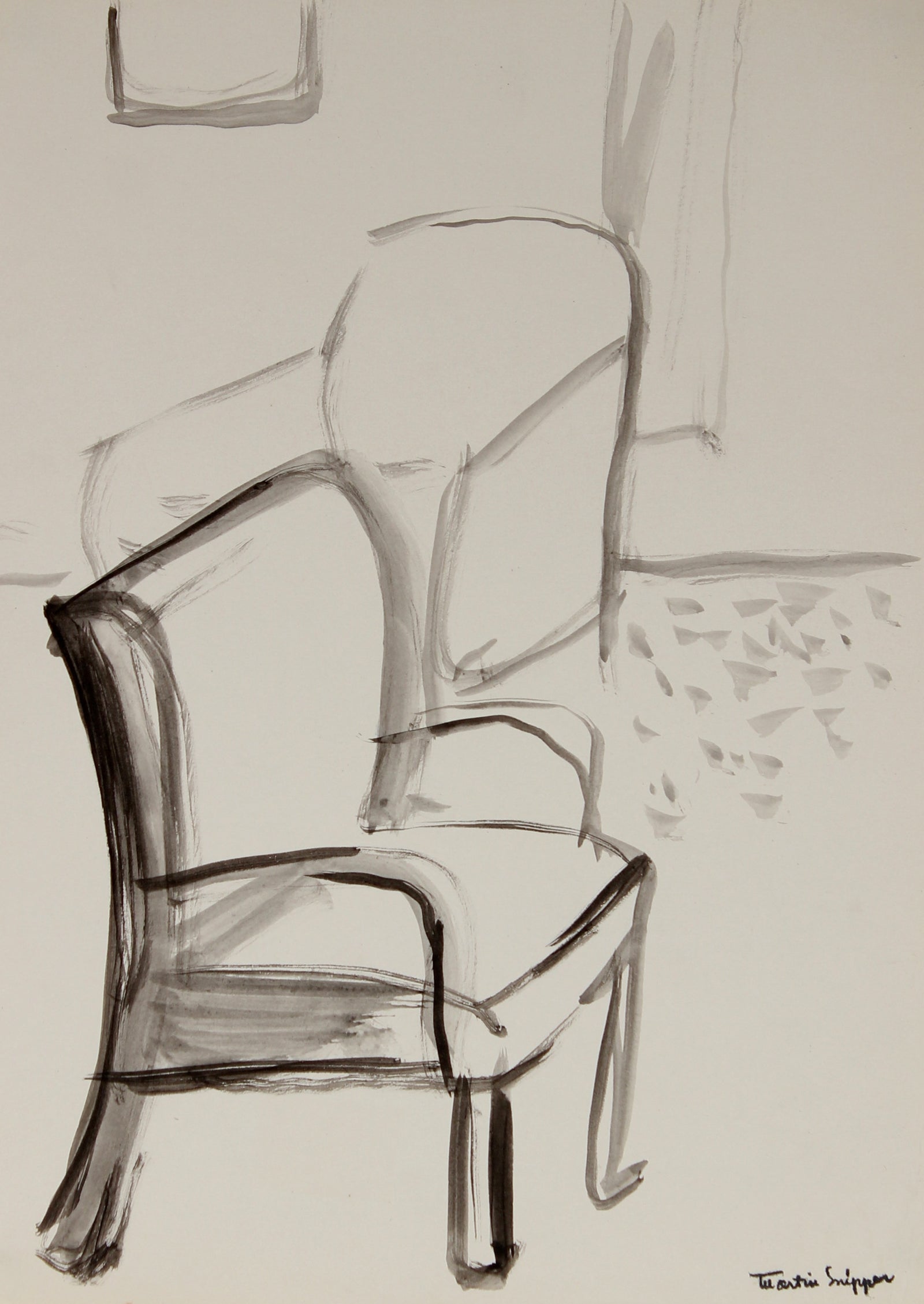 Interior Scene with Chairs<br>Mid Century Ink<br><br>#49827