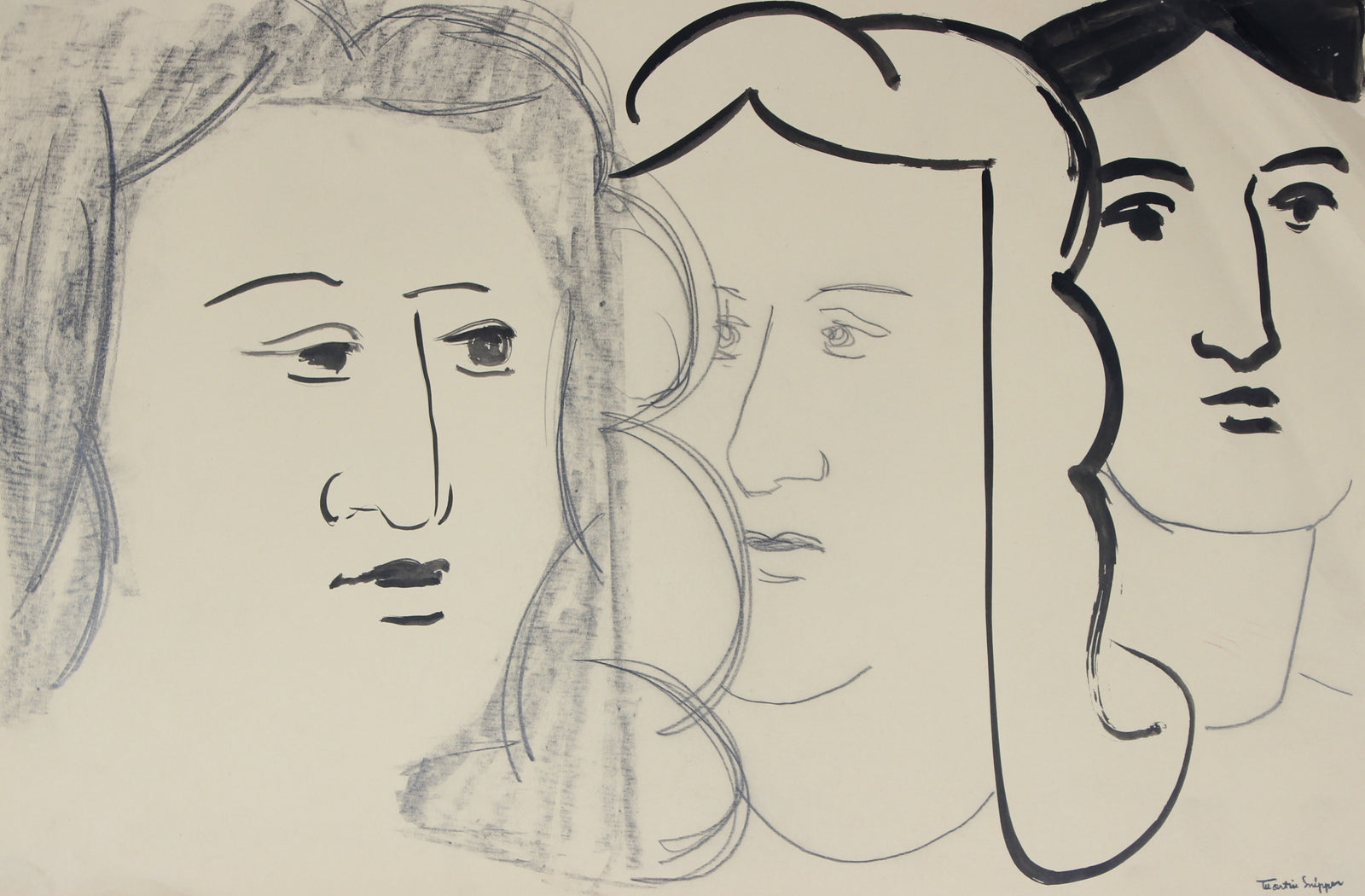 Woman in Three Phases<br>Mid Century Ink & Graphite<br><br>#49851