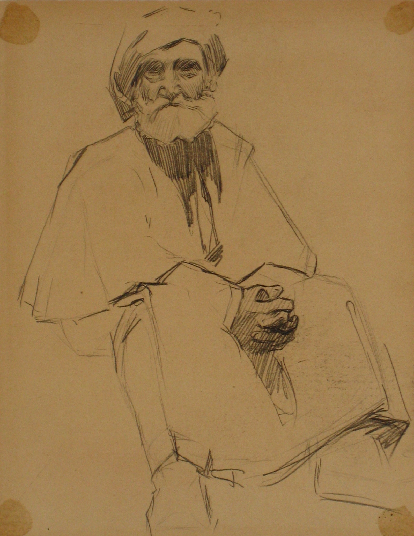 Older Parisian Man<br>Charcoal, 1900s<br><br>#4988