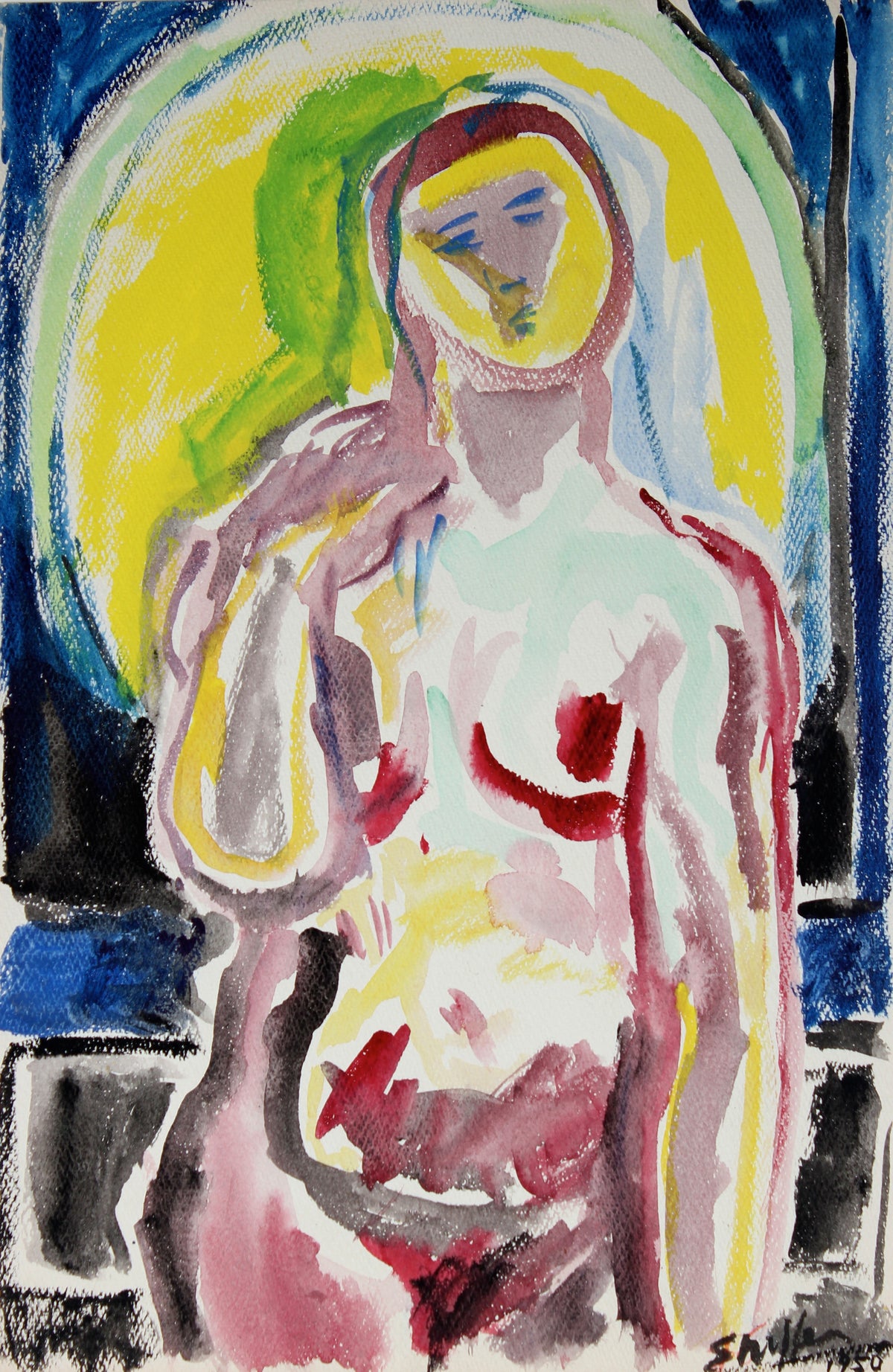 Nude with Halo&lt;br&gt;1950 Watercolor&lt;br&gt;&lt;br&gt;#49958