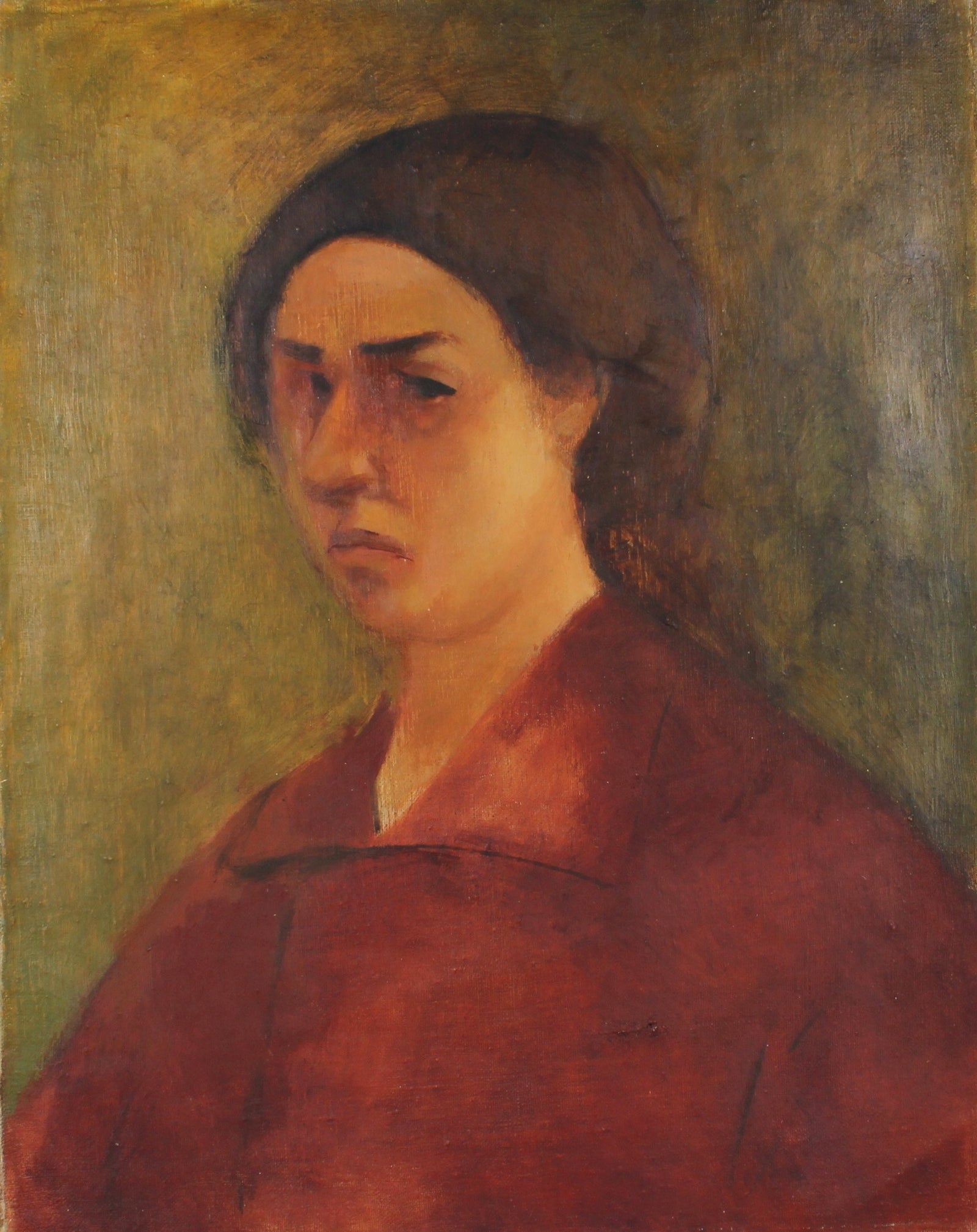 Suede Color Portrait of Ethel Weiner <br>1930s Oil<br><br>#50205