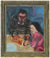 Expressionist Kitchen Table Scene<br>Late 1940s Oil<br><br>#50238