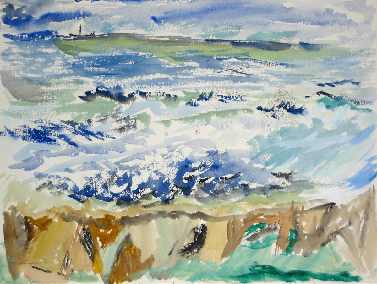 Expressionist Coastal Scene&lt;br&gt;Pastel, 1966&lt;br&gt;&lt;br&gt;#15104