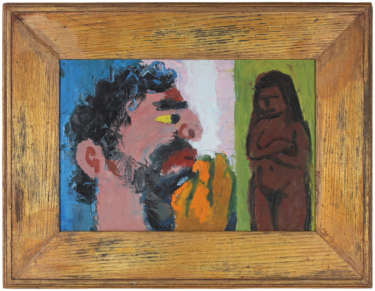 Expressionist Man &amp; Nude &lt;br&gt;Late 1940s Oil &lt;br&gt;&lt;br&gt;#51363