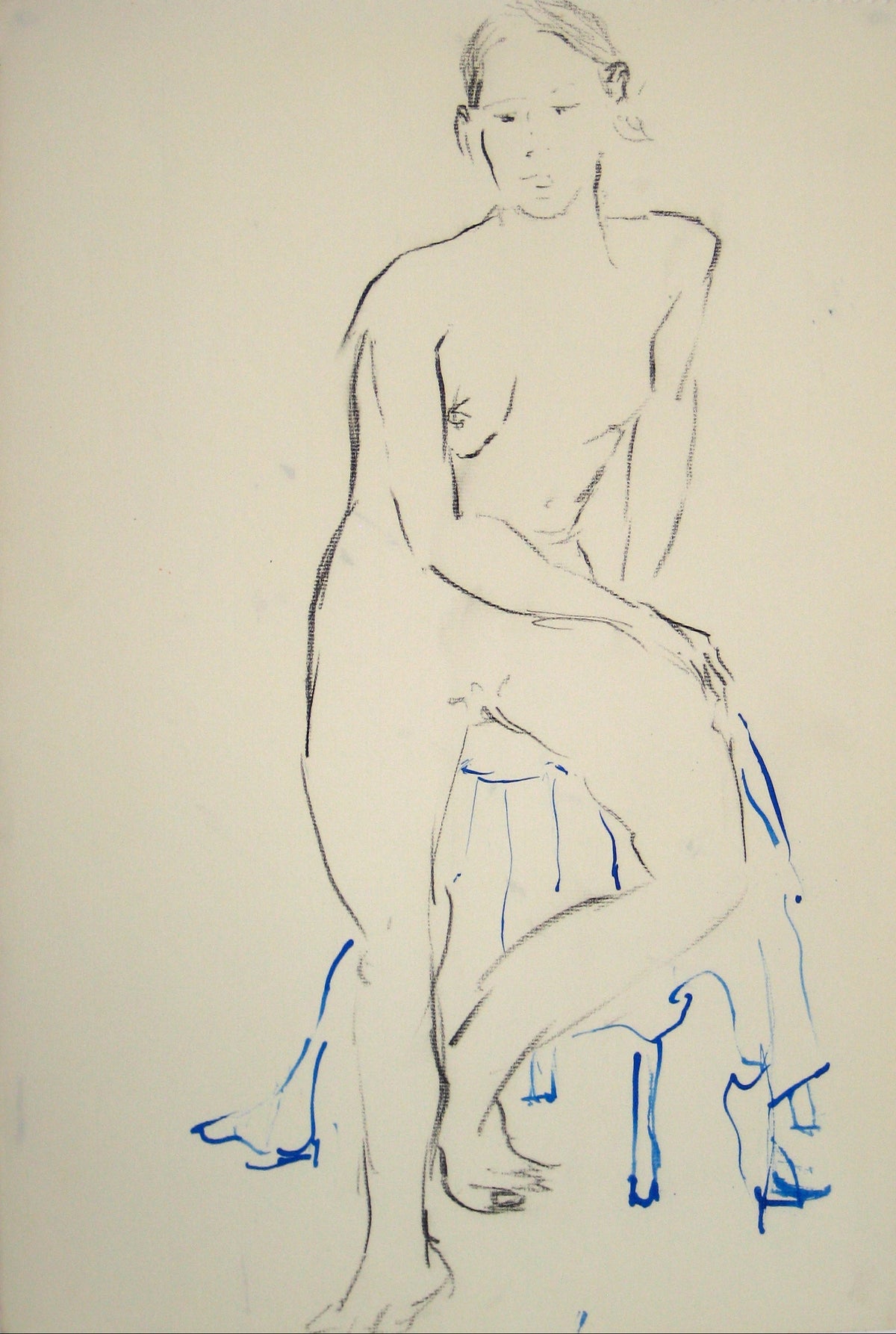 Seated Nude Study&lt;br&gt;Oil Pastel &amp; Ink&lt;br&gt;&lt;br&gt;#15142