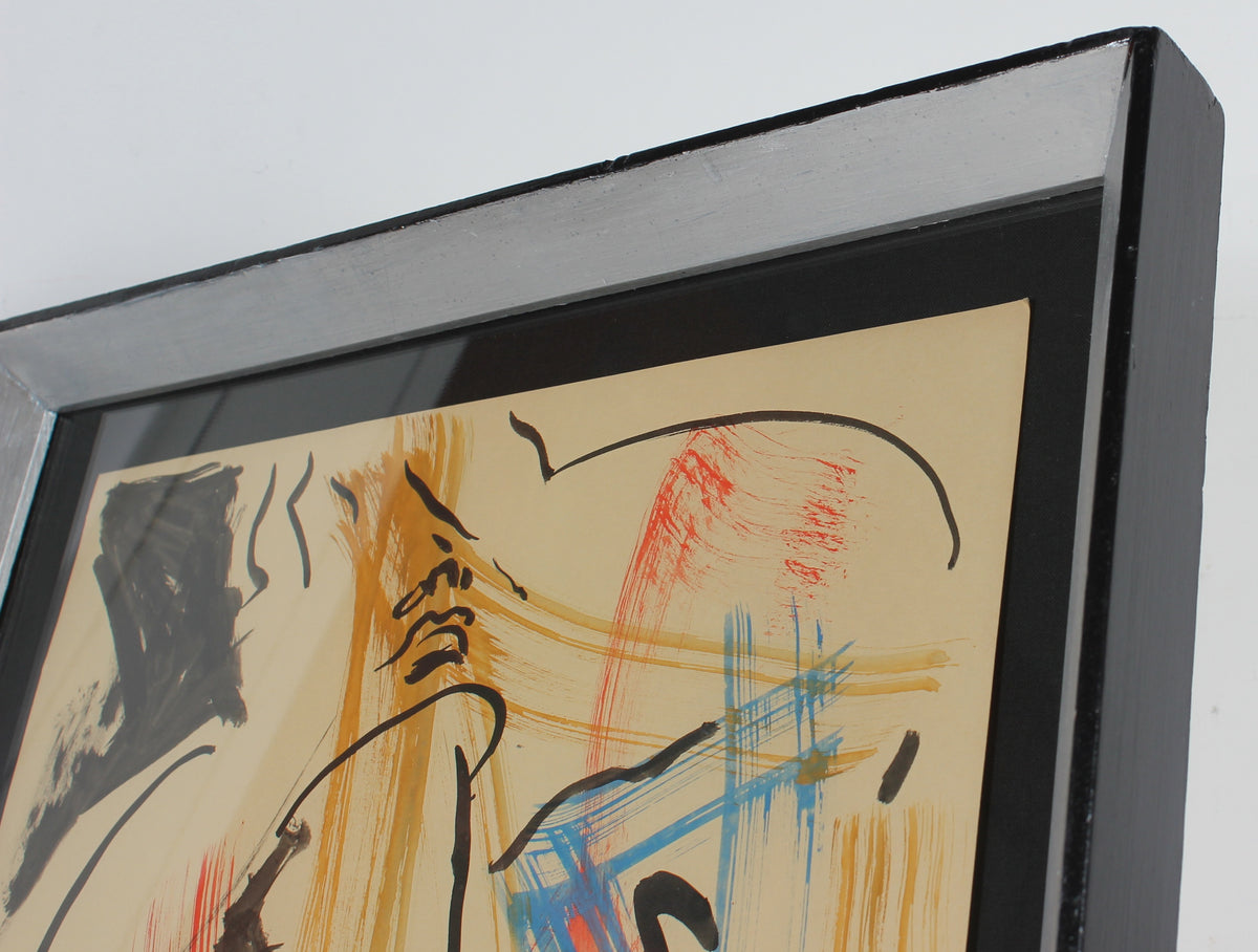 Red & Blue Expressionist Nude<br>1961 Gouache<br><br>#51836