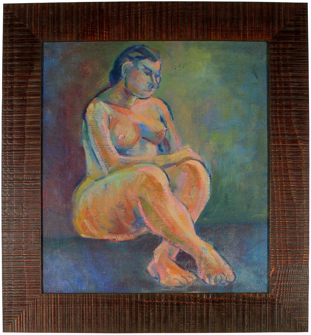 Colorful Expressionist Nude<br>1940s Oil<br><br>#51848