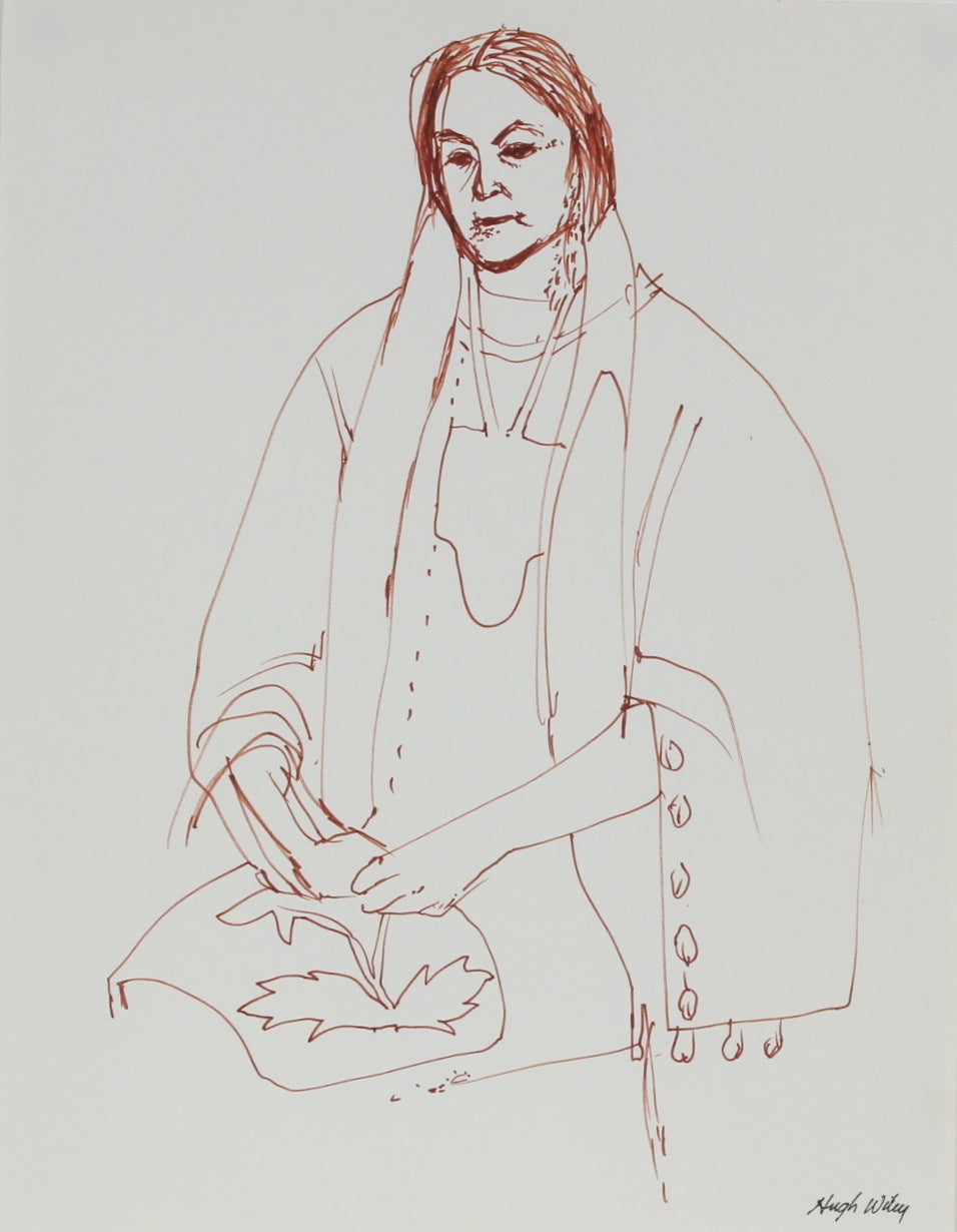 Seated Native American Woman&lt;br&gt;1974 Ink&lt;br&gt;&lt;br&gt;#52141