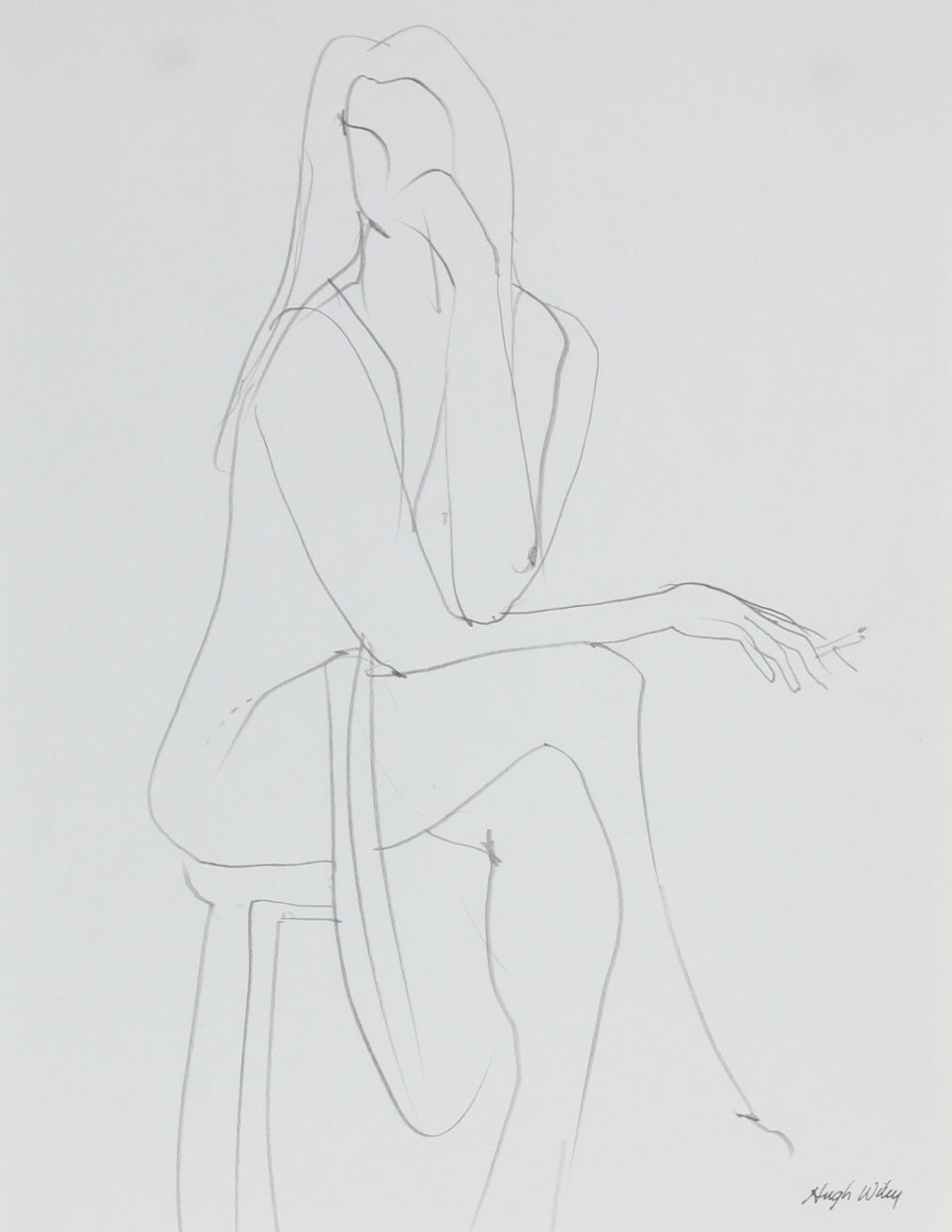 Seated Woman Smoking <br>1974 Graphite <br><br>#52169