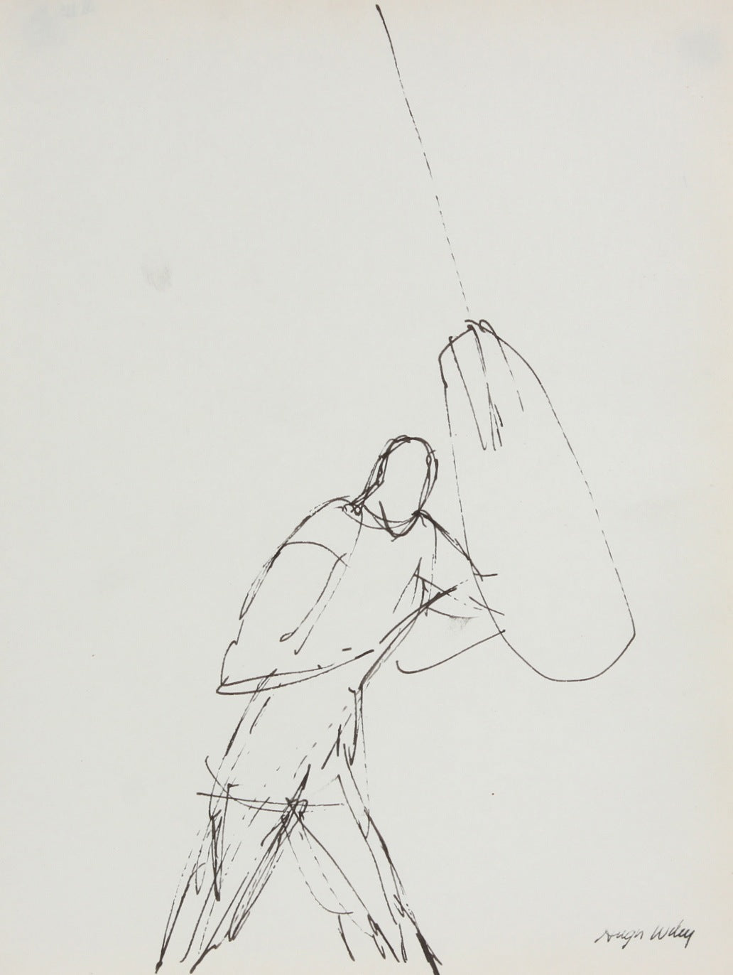 Boxer & Punching Bag<br>1958-59 Ink<br><br>#52198