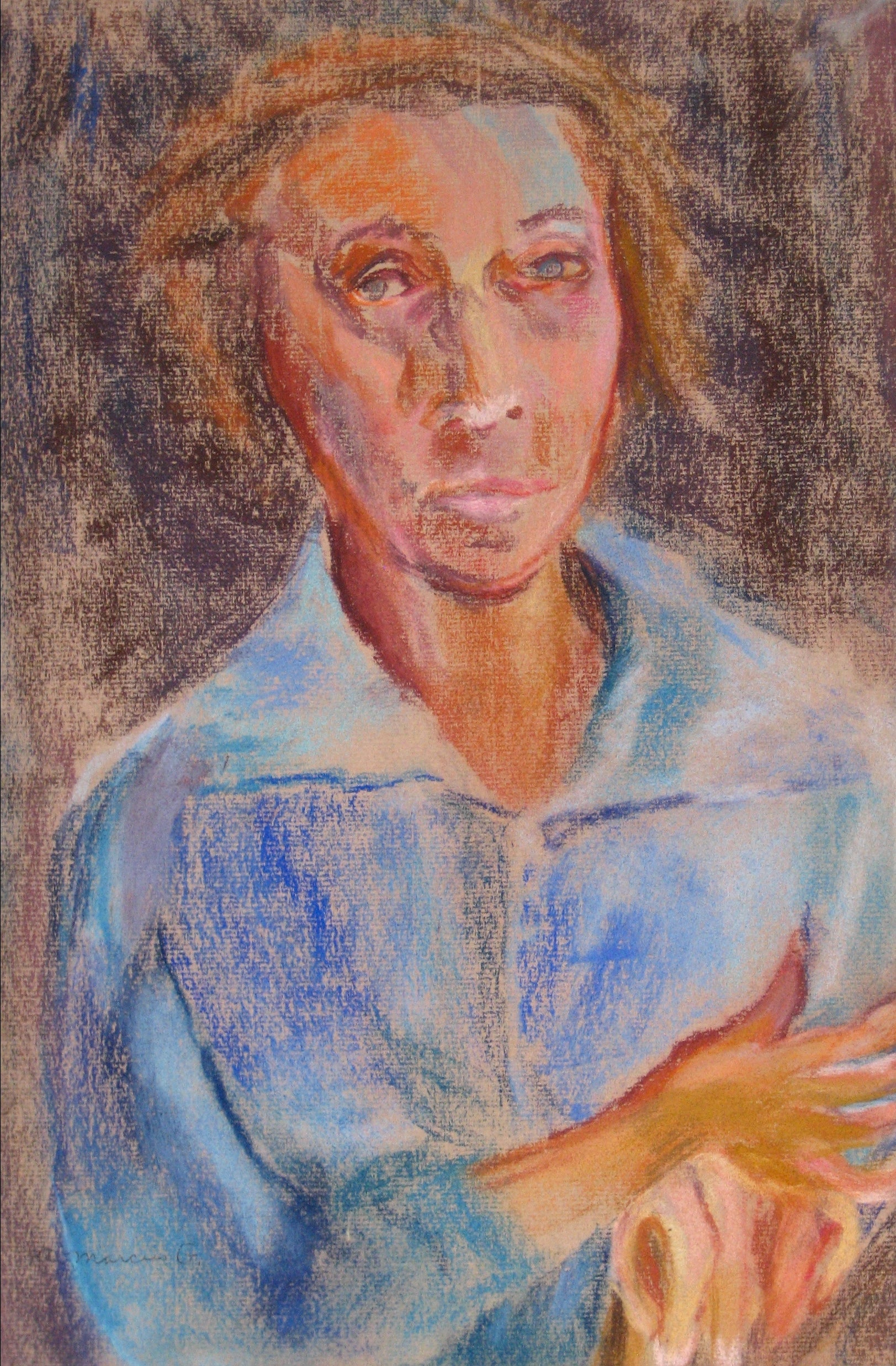 <i>Portrait of a Lady (Blue Shirt)</i><br>Pastel, 1950-60s<br><br>#15279