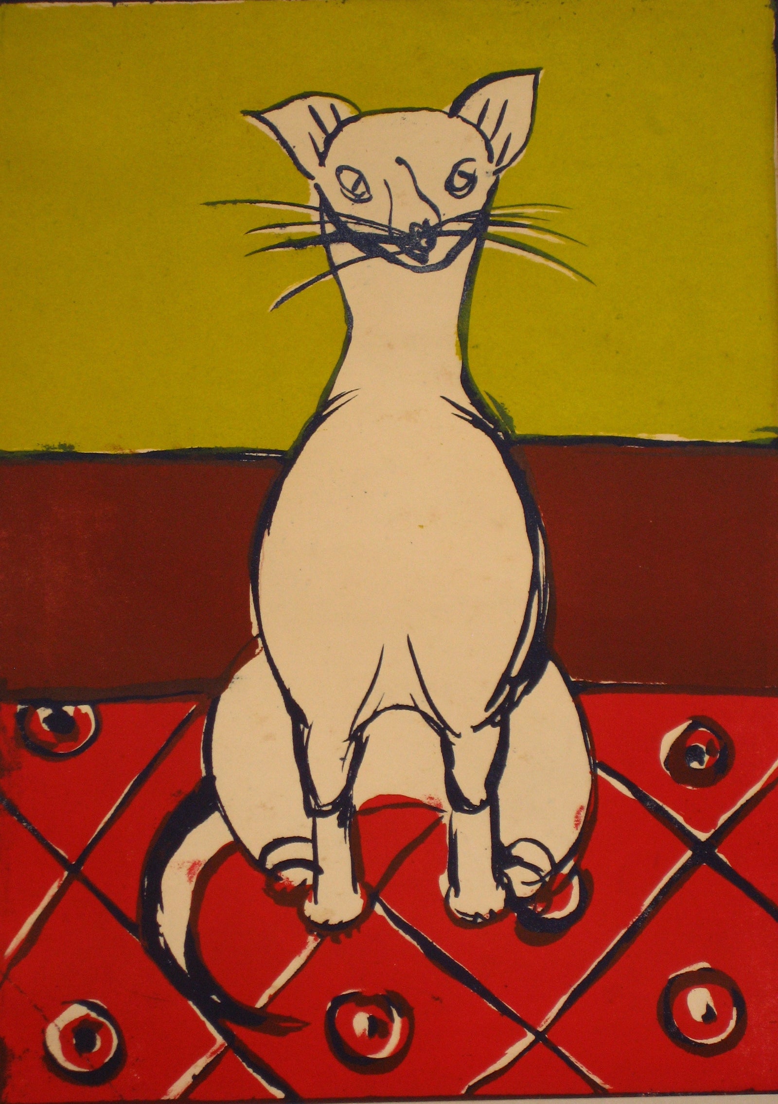 <i>El Gato Blanco</i><br>Acrylic, 1940-70s<br><br>#5312