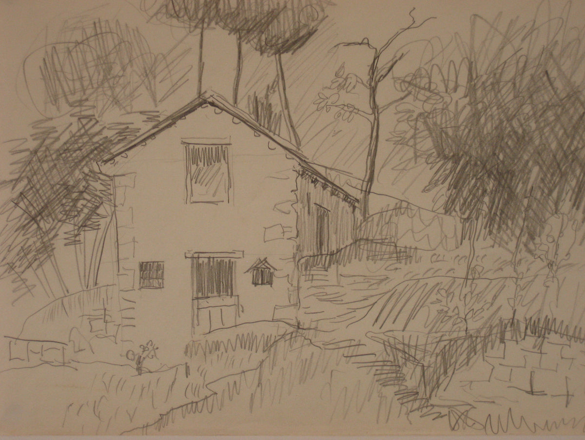 Country House&lt;br&gt;Mid Century Graphite Sketch&lt;br&gt;&lt;br&gt;#5326