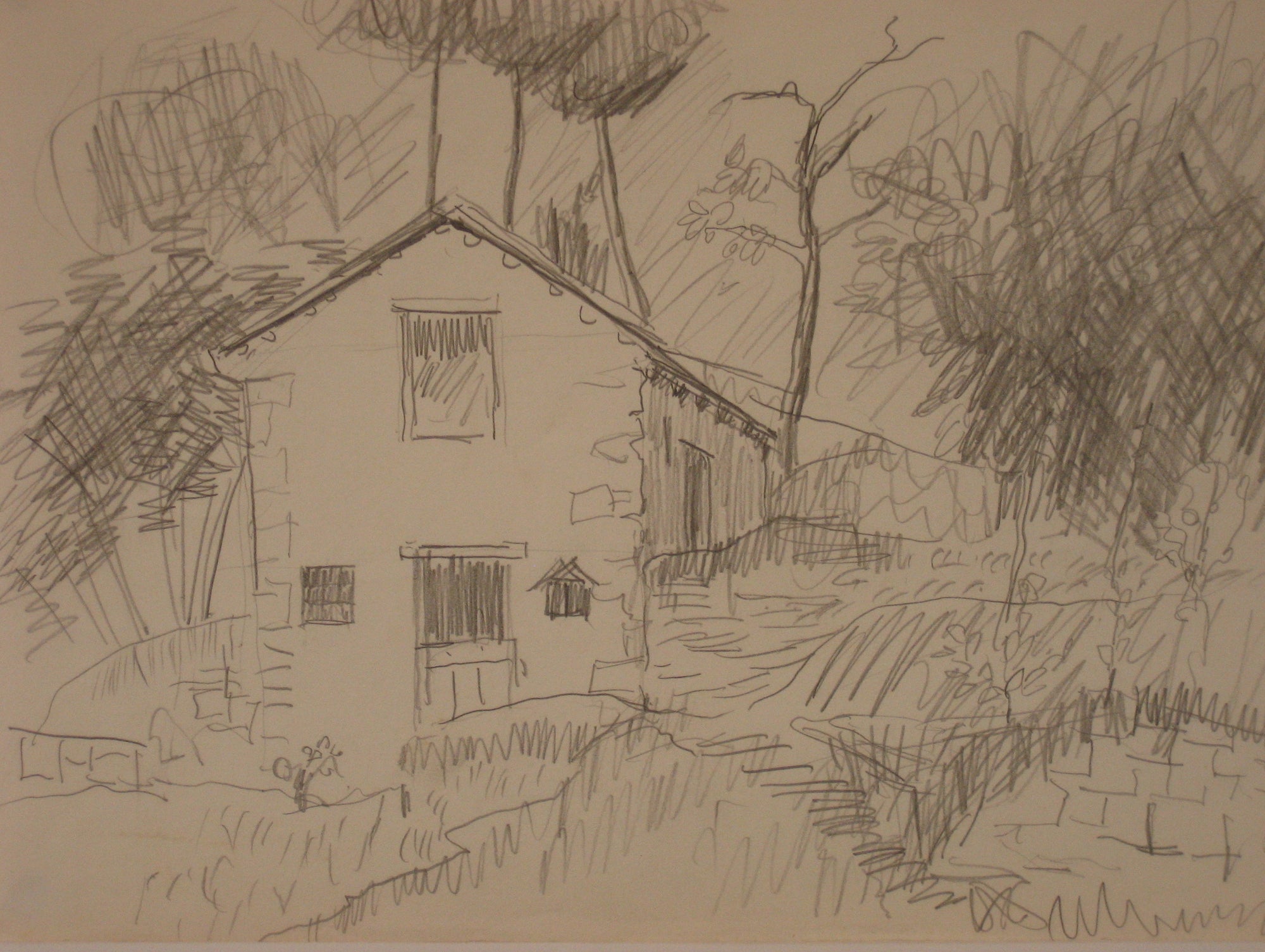 Country House<br>Mid Century Graphite Sketch<br><br>#5326