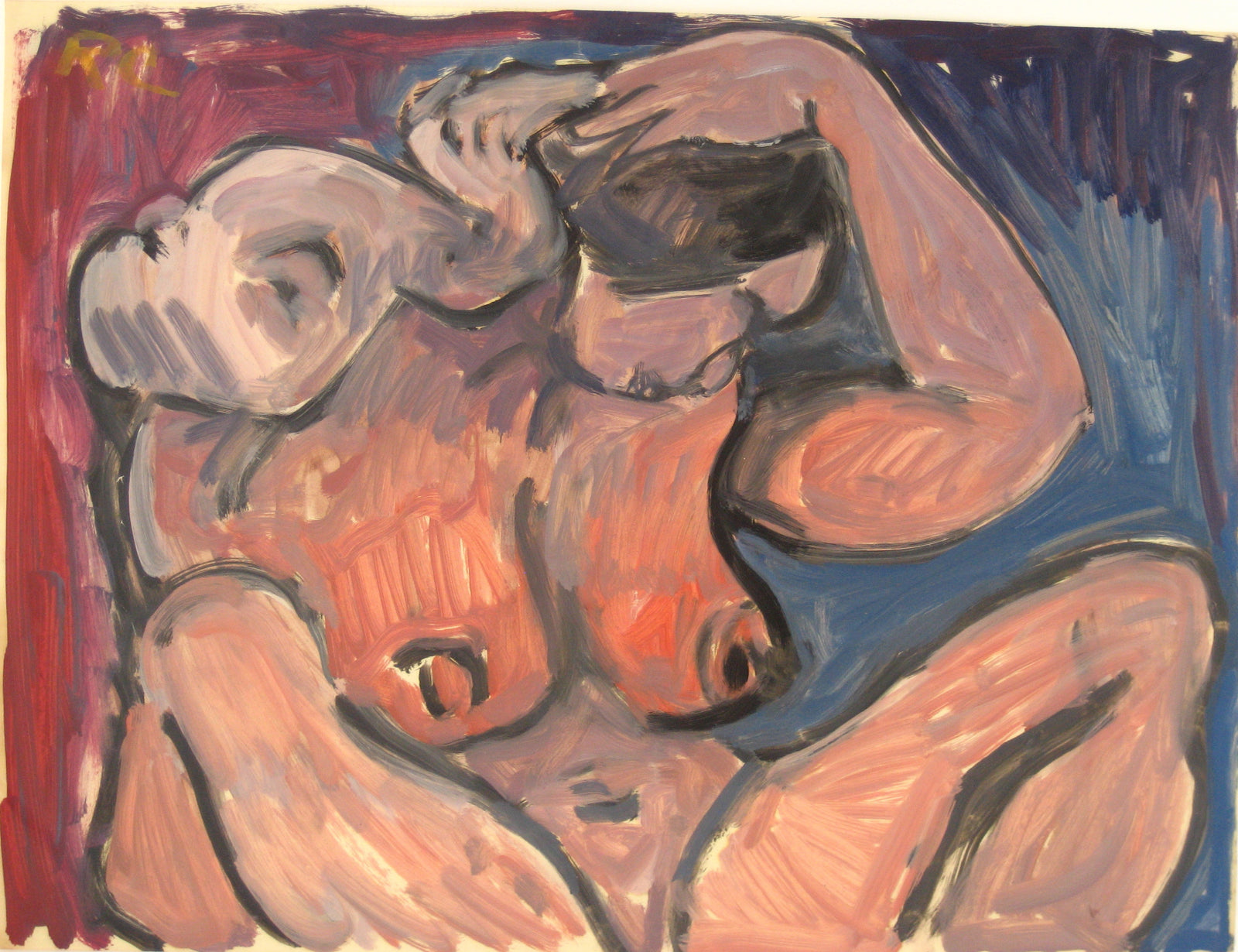 Abstracted Nude<br>Oil, 1940-70s<br><br>#5370