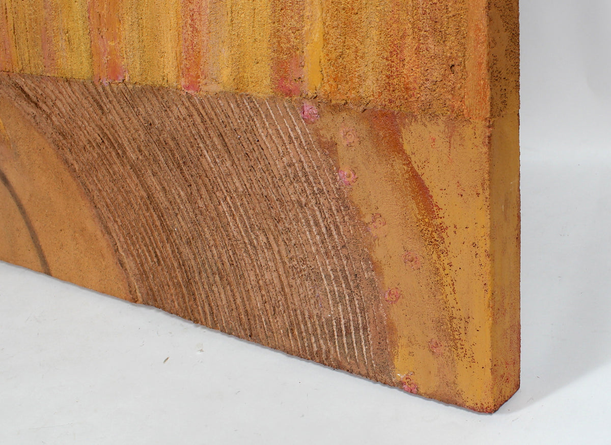 Golden Horizon Cement & Metallic Paint Mixed Media Sculpture<br><br>#54374