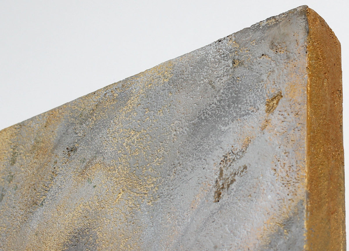 Silver Feathers Cement & Metallic Paint Mixed Media Wall Sculpture <br><br>#55221