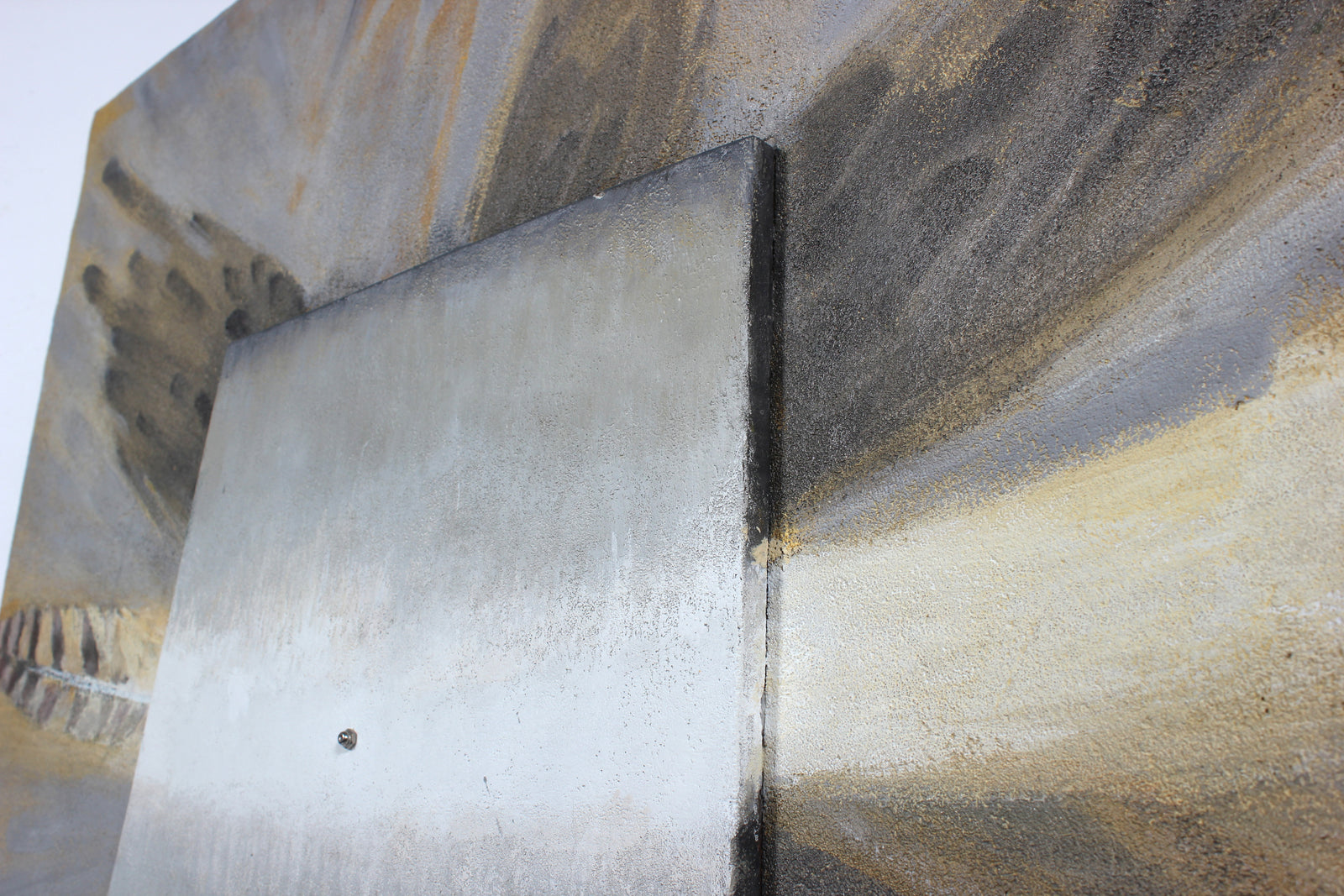 Silver Feathers Cement & Metallic Paint Mixed Media Wall Sculpture <br><br>#55221