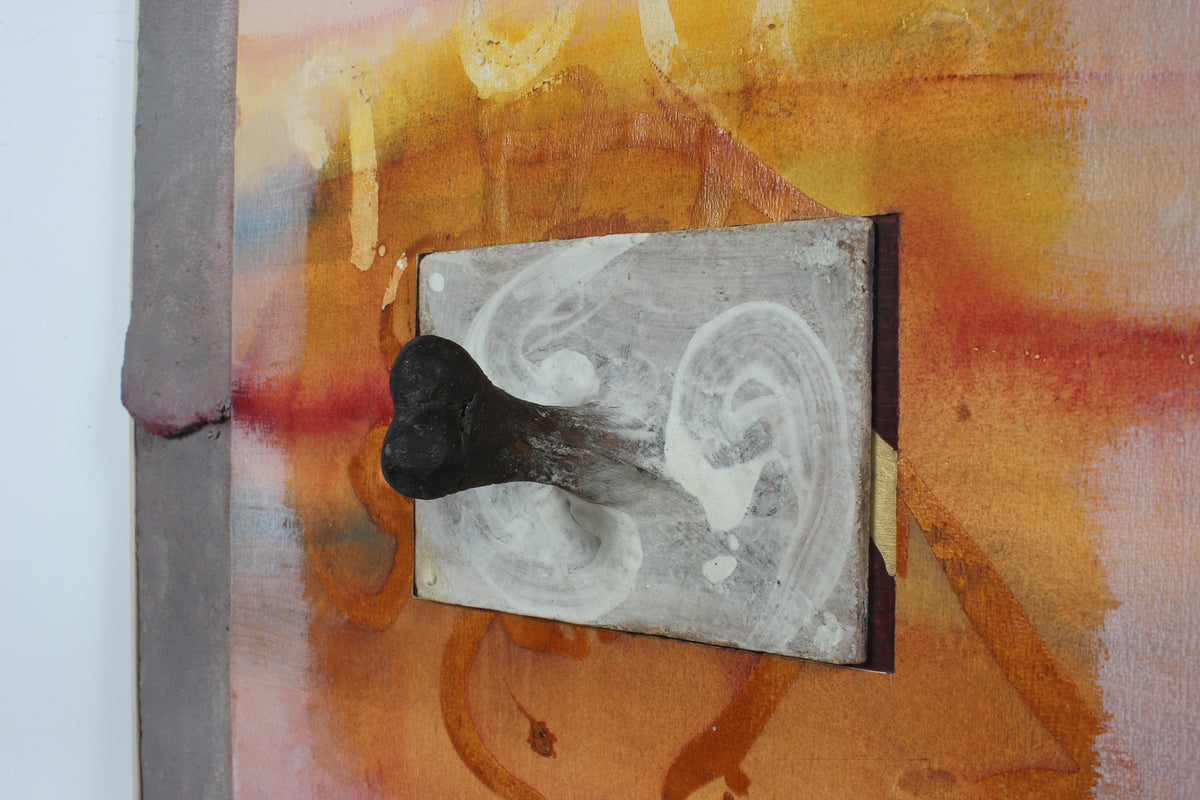 Watercolor, Cement & Paint on Wood Sculpture<br><br>#55512