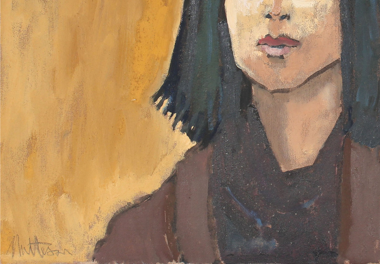 Modernist Portrait of a Woman<br>Late 20th Century Oil<br><br>#56471