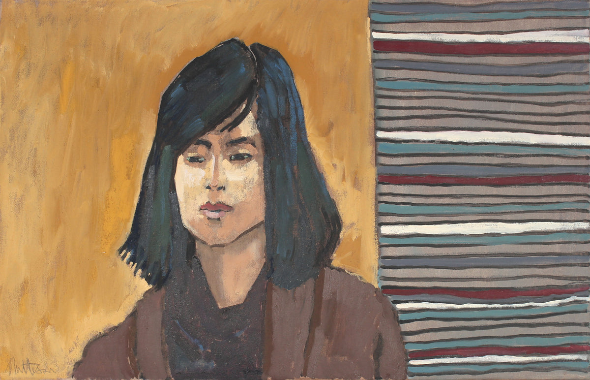 Modernist Portrait of a Woman&lt;br&gt;Late 20th Century Oil&lt;br&gt;&lt;br&gt;#56471