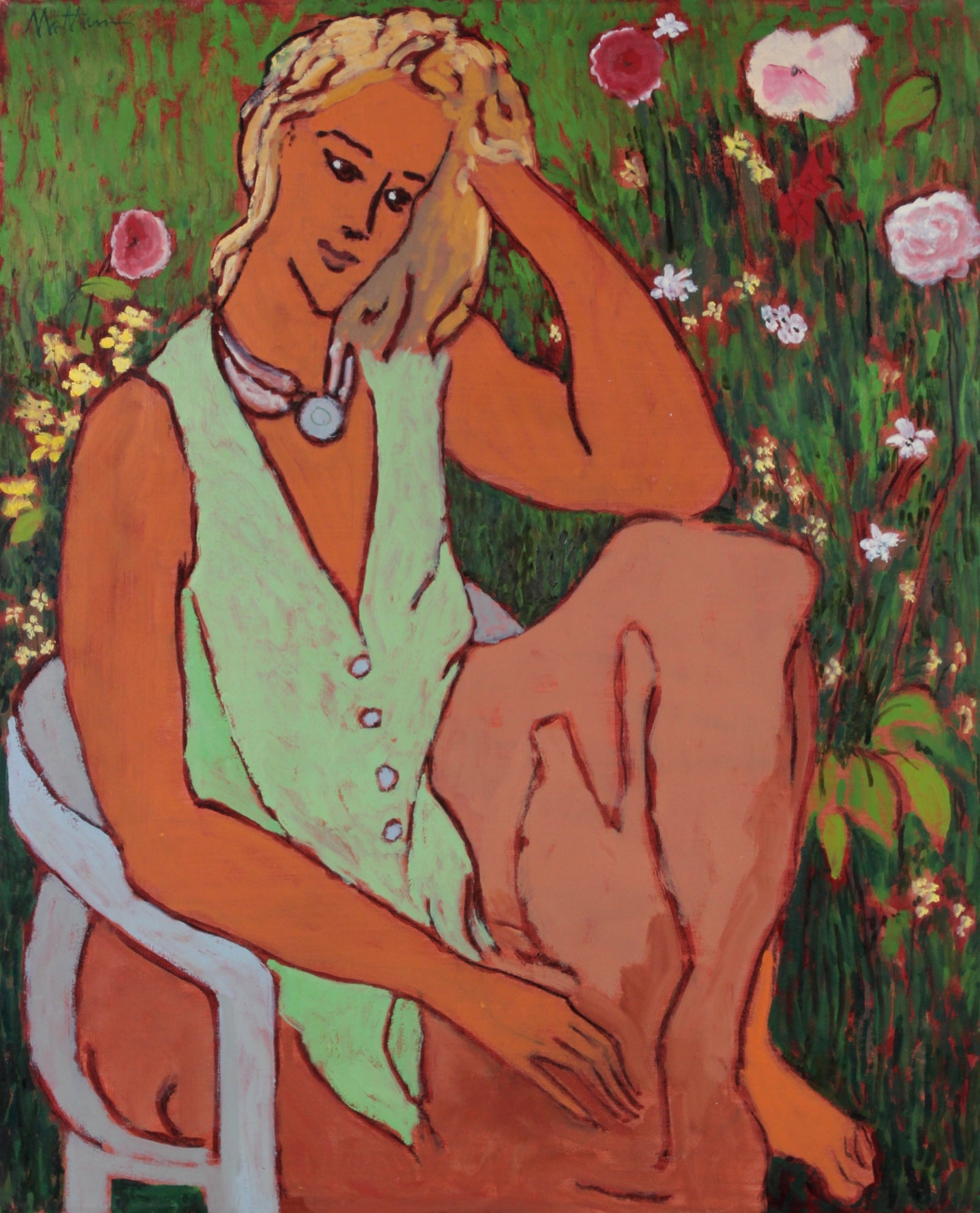 Model in the Garden <br>Late 20th Century Oil <br><br>#56560