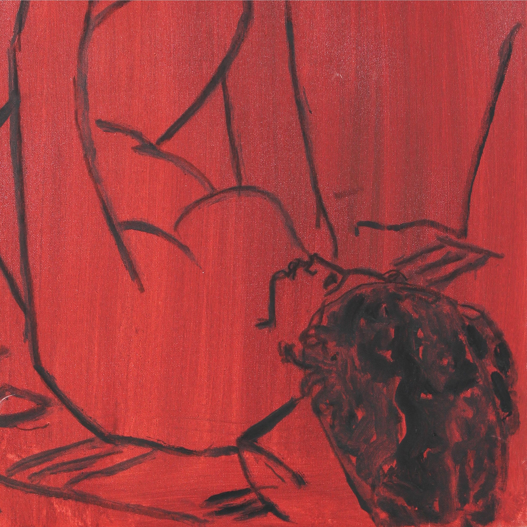Striking Red & Black Nude <br>20th Century Oil <br><br>#56581