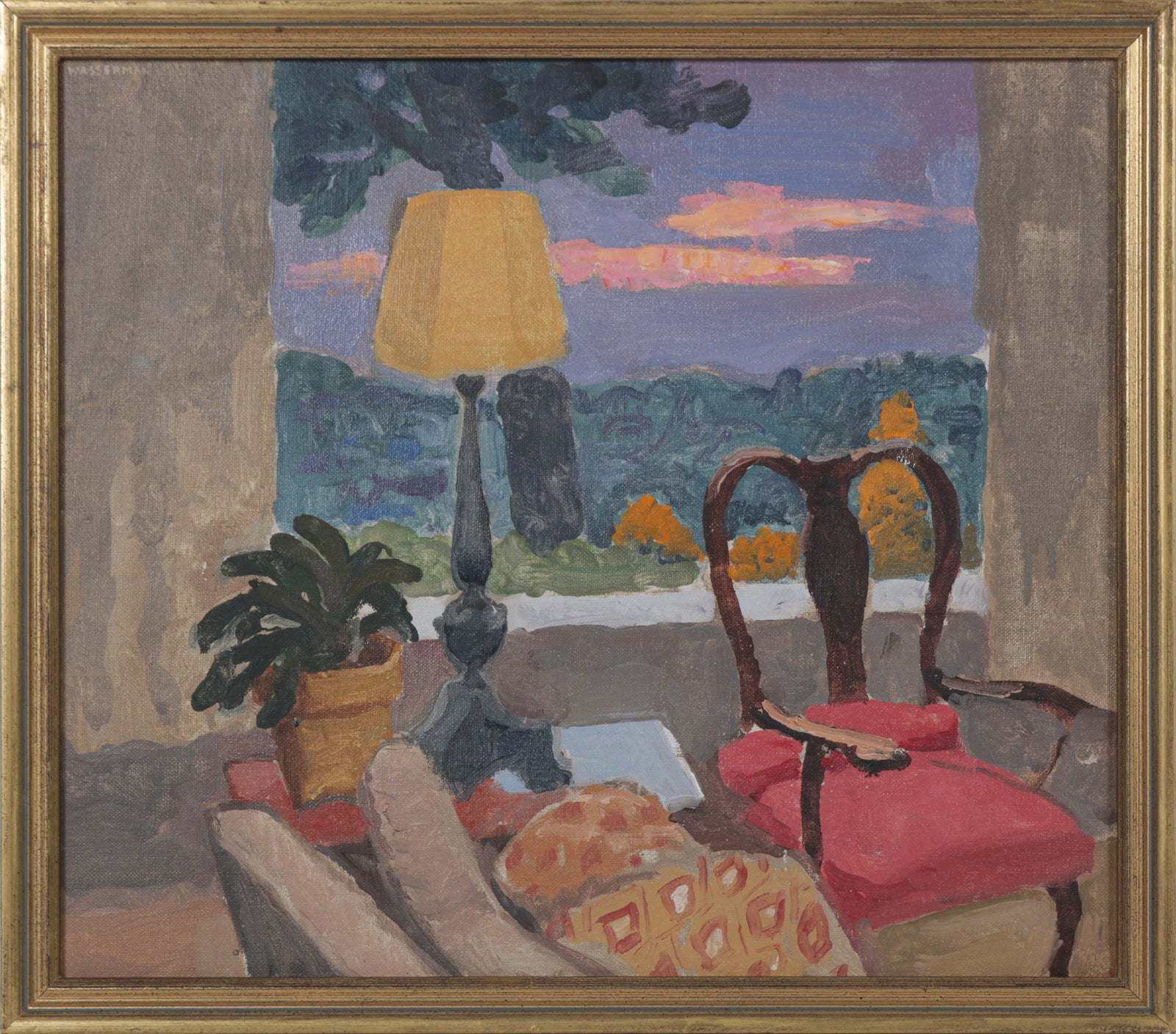 Quiet Interior Scene with Window <br>20th Century Oil <br><br>#B5676