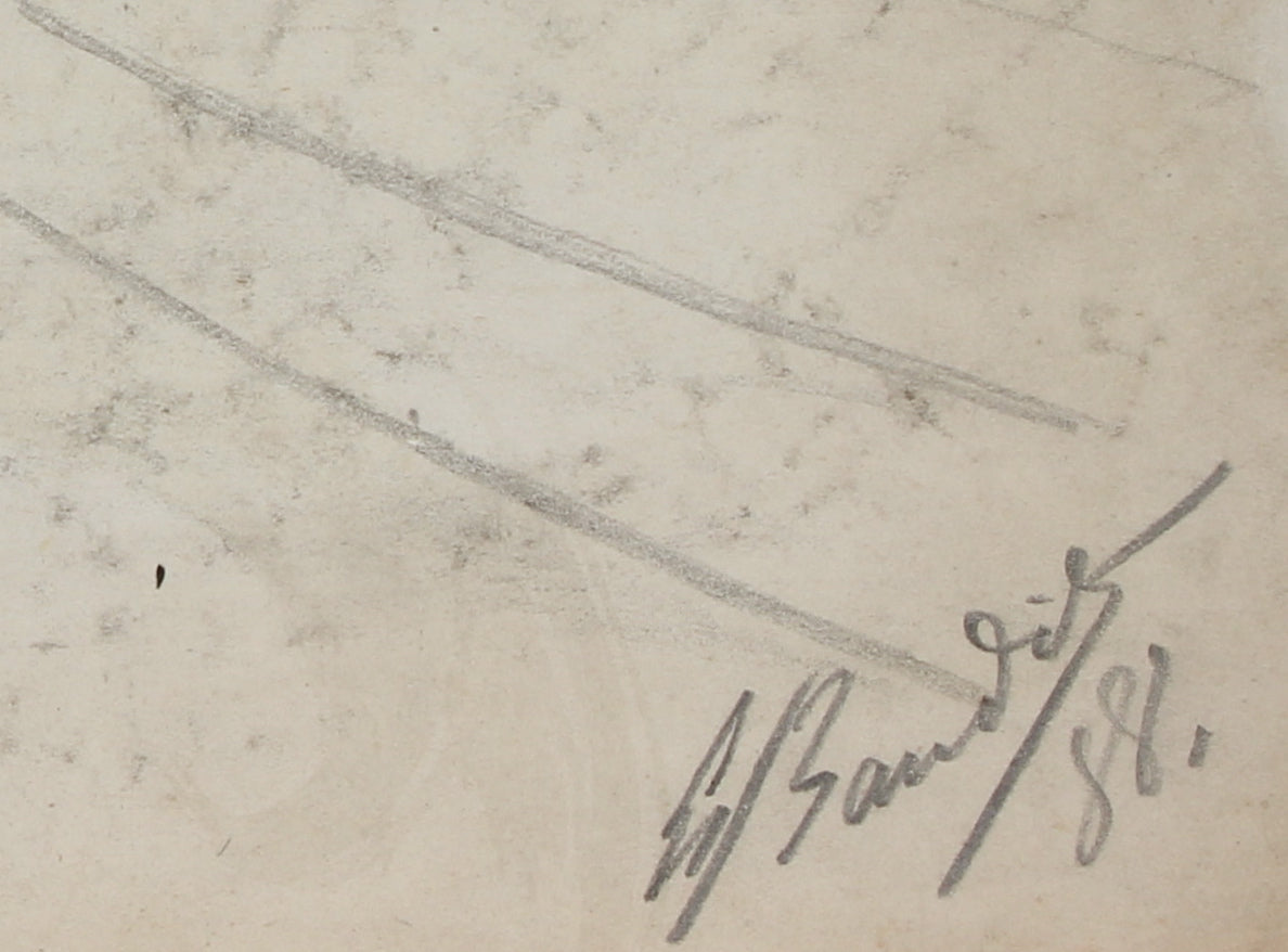 Monochromatic Parisian Scene<br>19th century Graphite<br><br>#9848