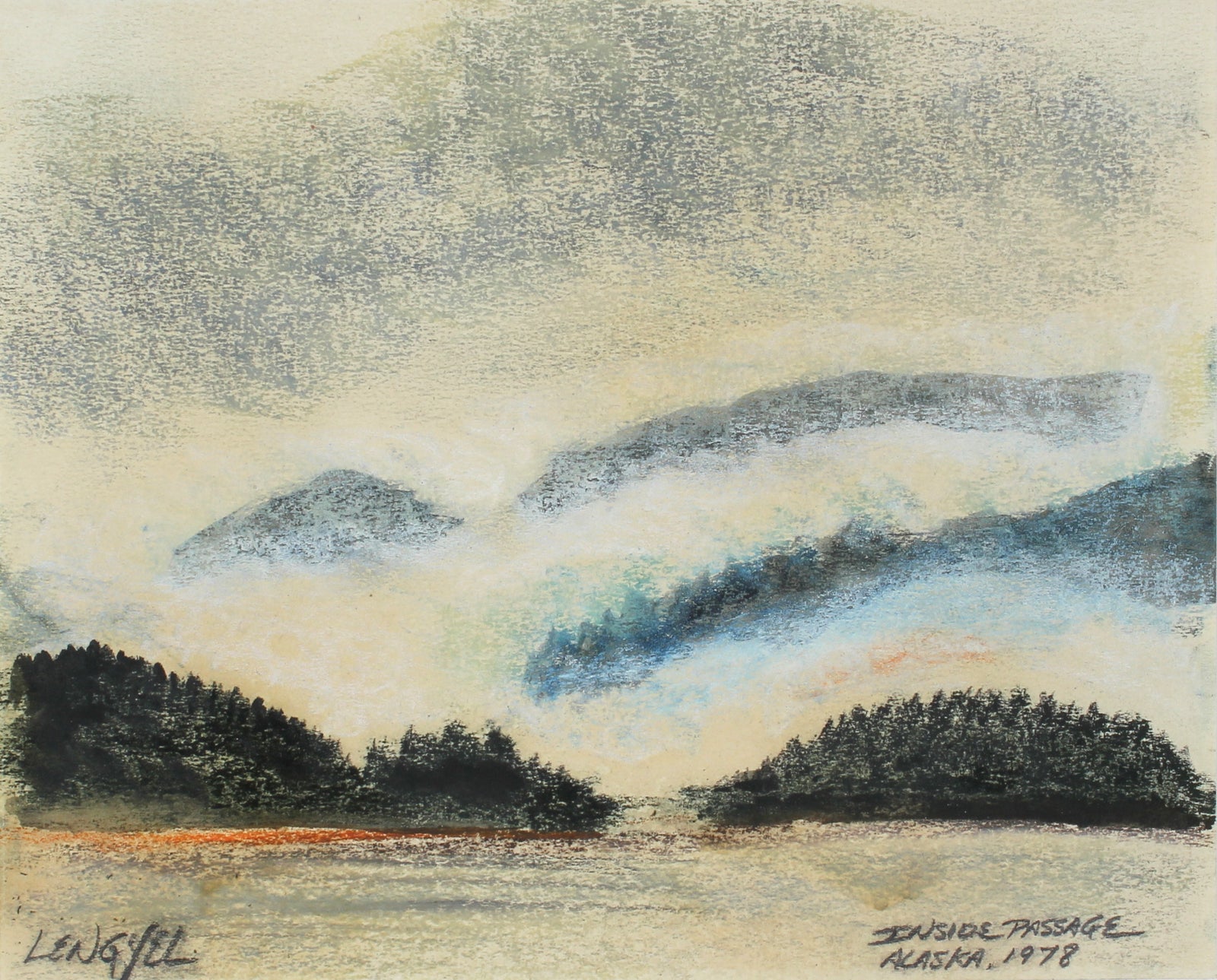 <i>Inside Passage, Alaska</i> <br>1978 Oil Pastel <br><br>#57208